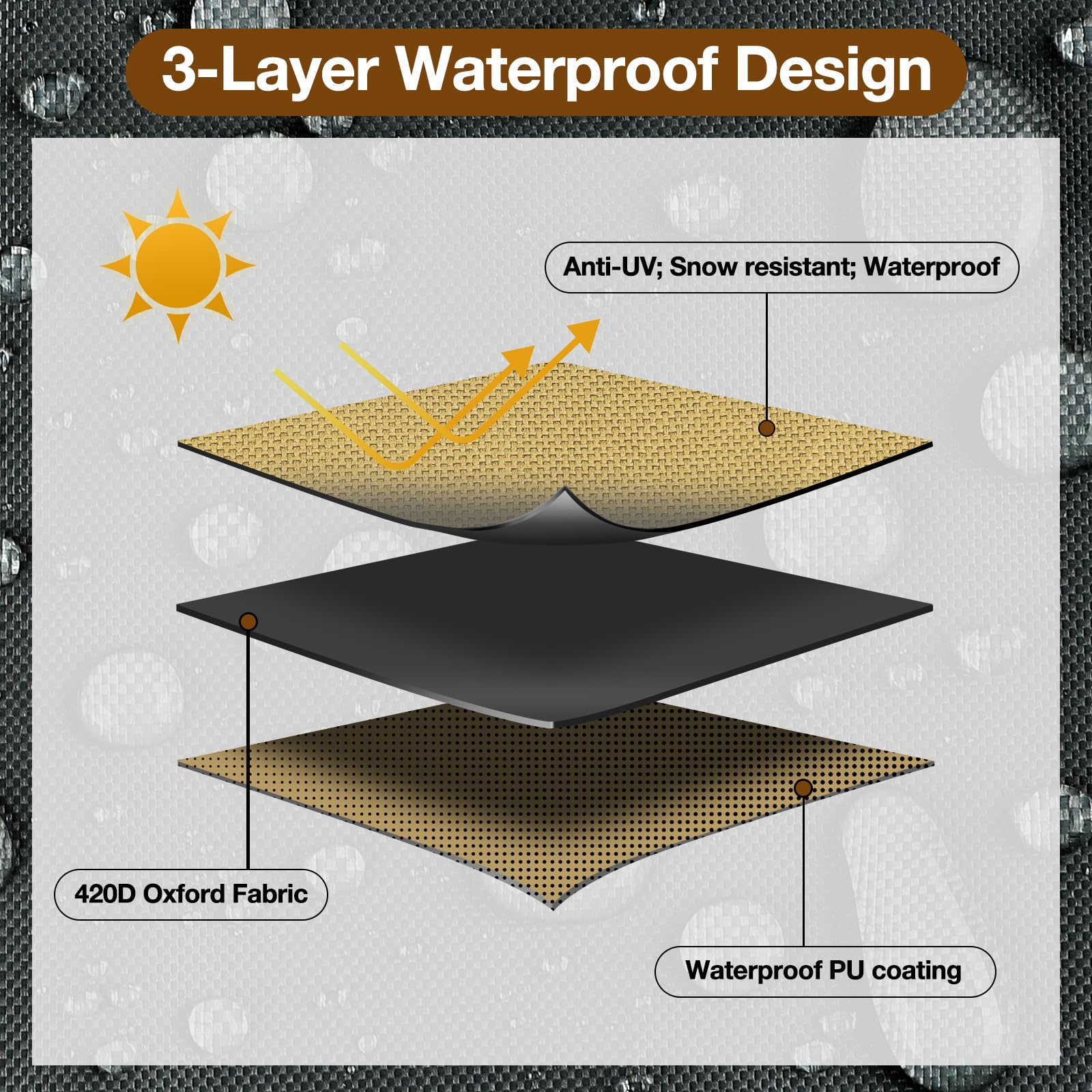 Waterproof Windproof Patio Furniture Covers Outdoor Table Cover 124