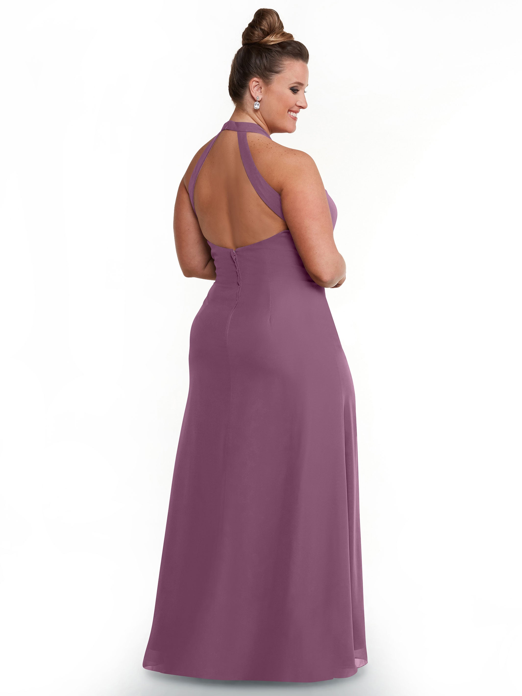 Elegant 80138 Chiffon A-Line Bridesmaid Dress with Keyhole Halter Neckline - Perfect for Weddings, Formal Events & Special Occasions