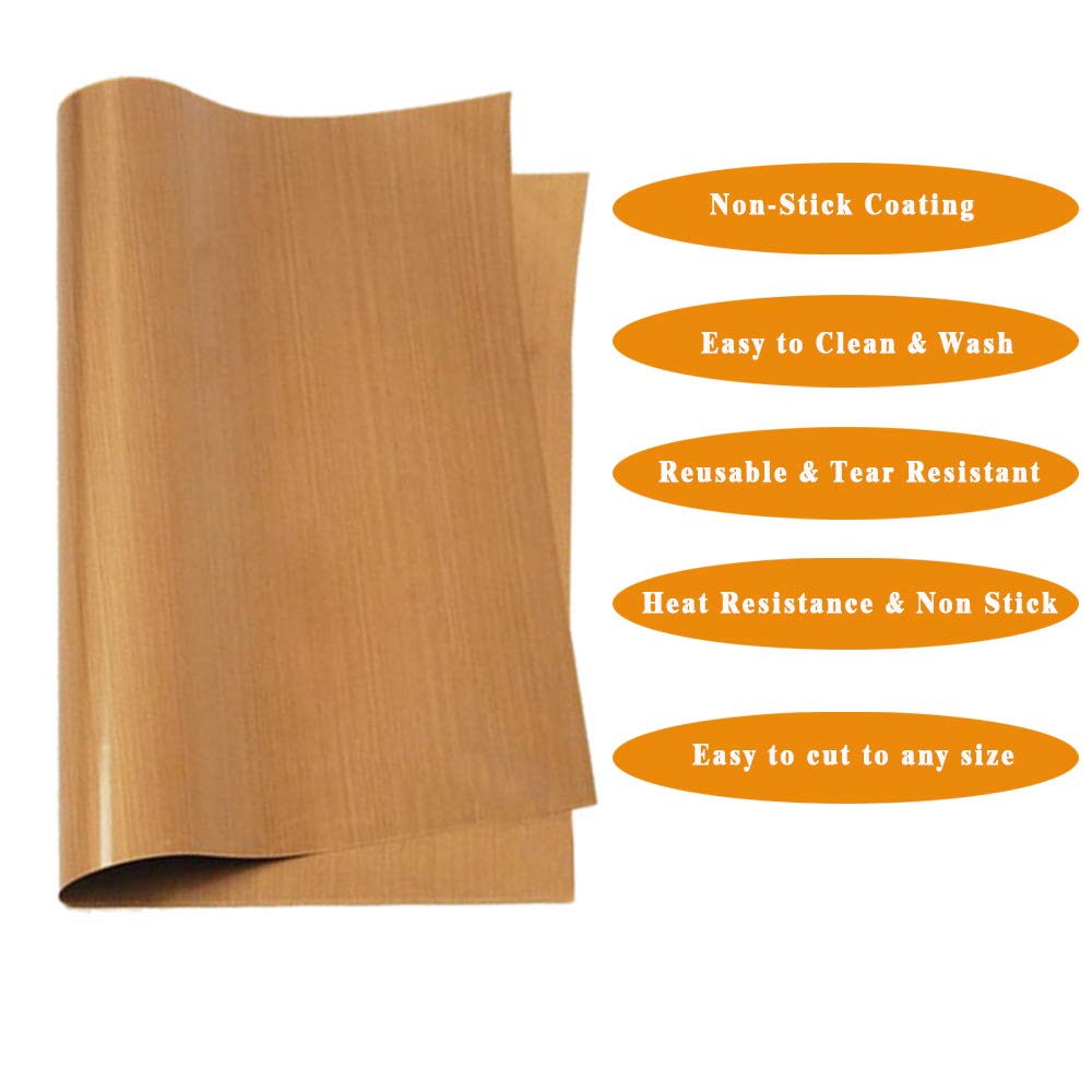 3 Pack 12 x 16 Inch PTFE Non Stick Teflon Sheet for Heat Press Transfer - Reusable Heat Resistant Craft Mat for Iron & Heat Press Machines - Perfect for T-Shirt Printing, Sublimation & DIY Projects
