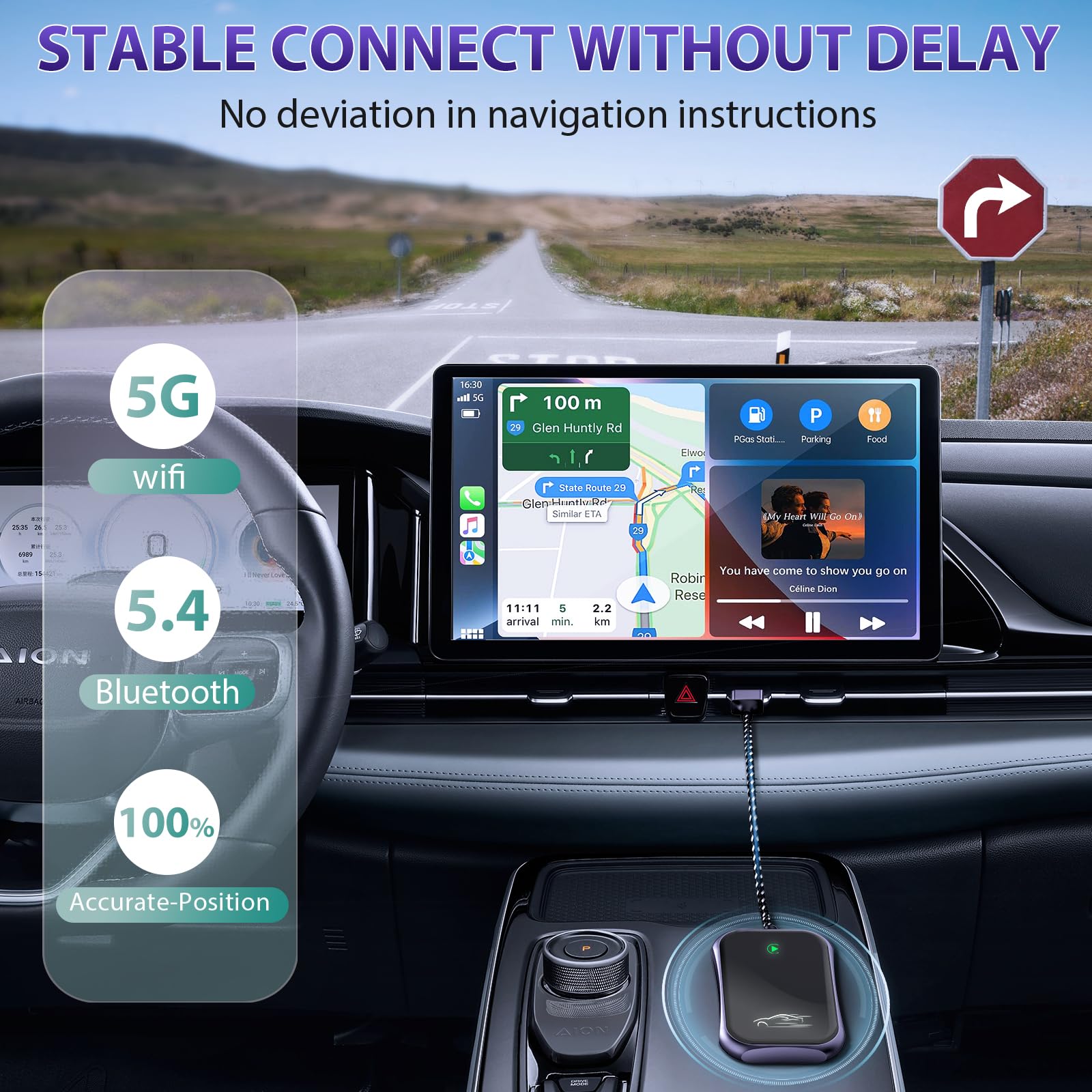 2024 Wireless CarPlay Adapter - Convert Wired to Wireless for iPhone | Plug & Play Apple CarPlay Dongle | Bluetooth Car Adapter for 2016+ Vehicles & iOS 10+ | Black | Perfect for Commuting & Road Trips