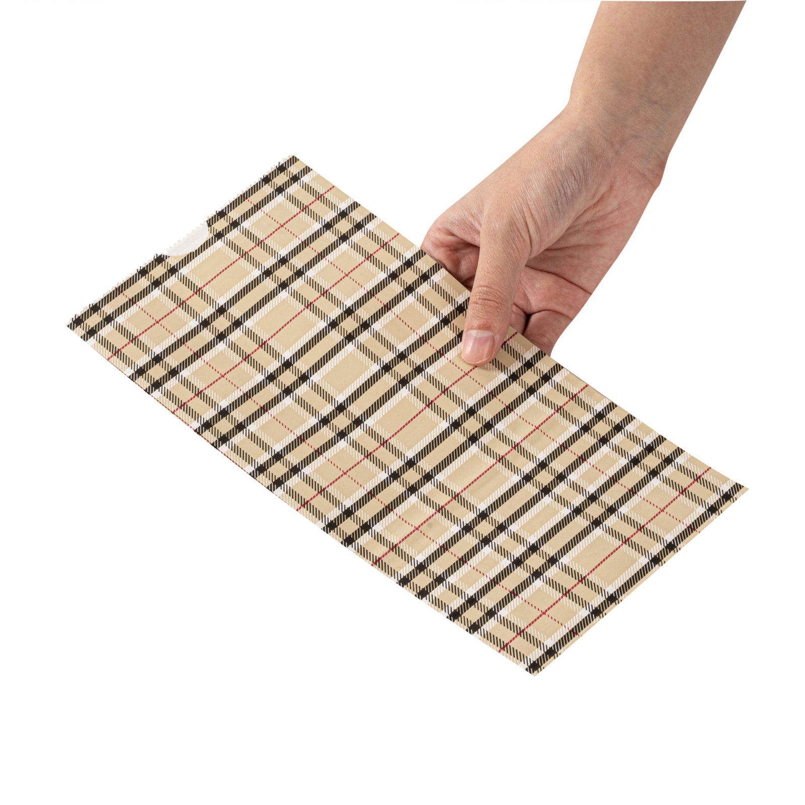 Premium Plaid Paper Bags 4 lb Capacity - 5 x 3.25 x 9.5 Inches - Pack of 100 - Eco-Friendly Gift & Party Favor Bags for Weddings, Birthdays & Retail Packaging