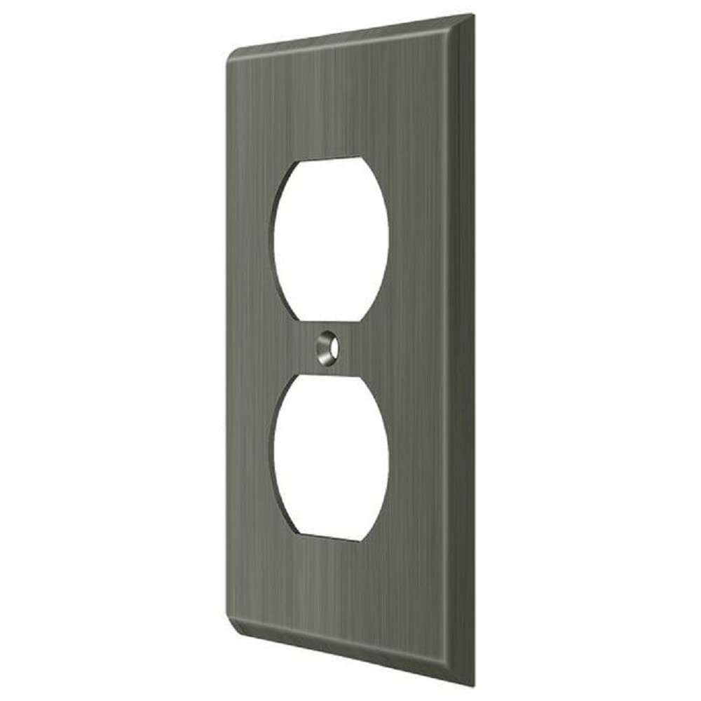 Deltana SWP4752U15A Double Outlet Switch Plate Cover - Satin Nickel Finish - Electrical Wall Plate for Home & Office Decor
