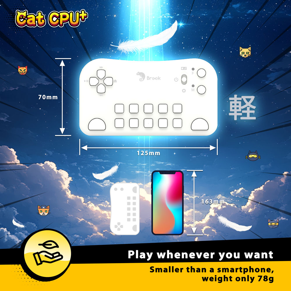 Brook Battle Cats CPU Plus Controller for Nintendo Switch - Wireless Gaming Controller with Turbo Function, Ergonomic Design - Perfect for Battle Cats, RPG, and Action Games