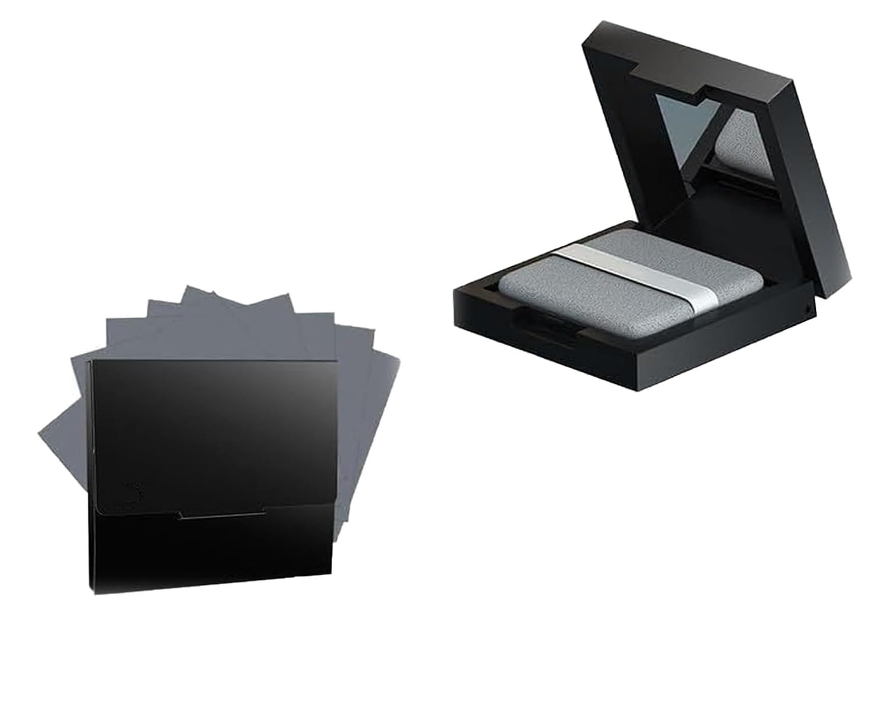 Premium Oil Absorbing Sheets for Oily Skin - 100 Count Charcoal Blotting Papers with Mirror Case & Makeup Puff | Facial Oil Control for Shine-Free Look | Perfect for Travel, Gym & Daily Touch-Ups