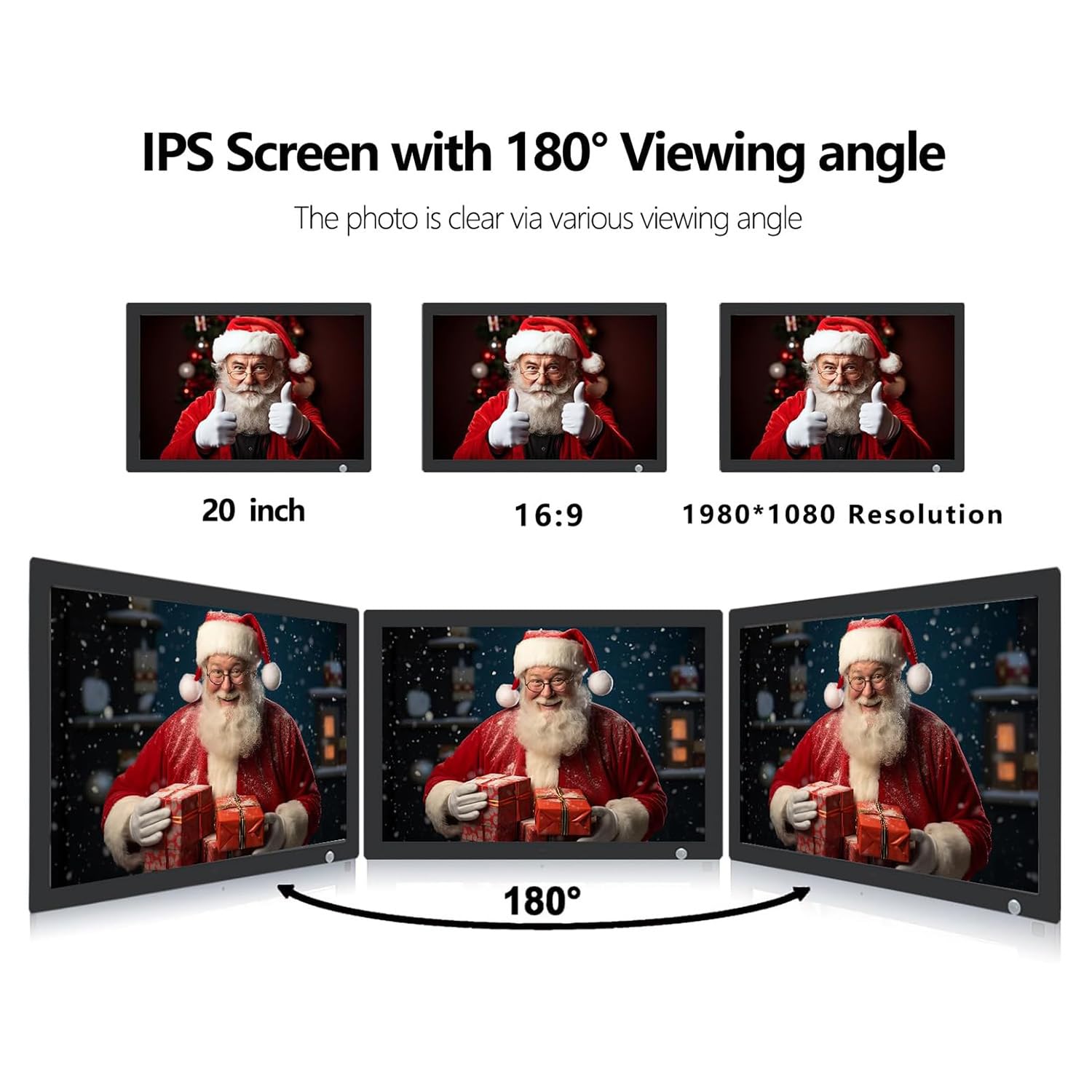 20 Inch Digital Photo Frame with HD IPS Touch Screen - Smart Rotating Display, Calendar, Clock & Alarm Features - Supports USB/SD/MMC Cards - Perfect for Home Decor, Office Display & Gift Giving