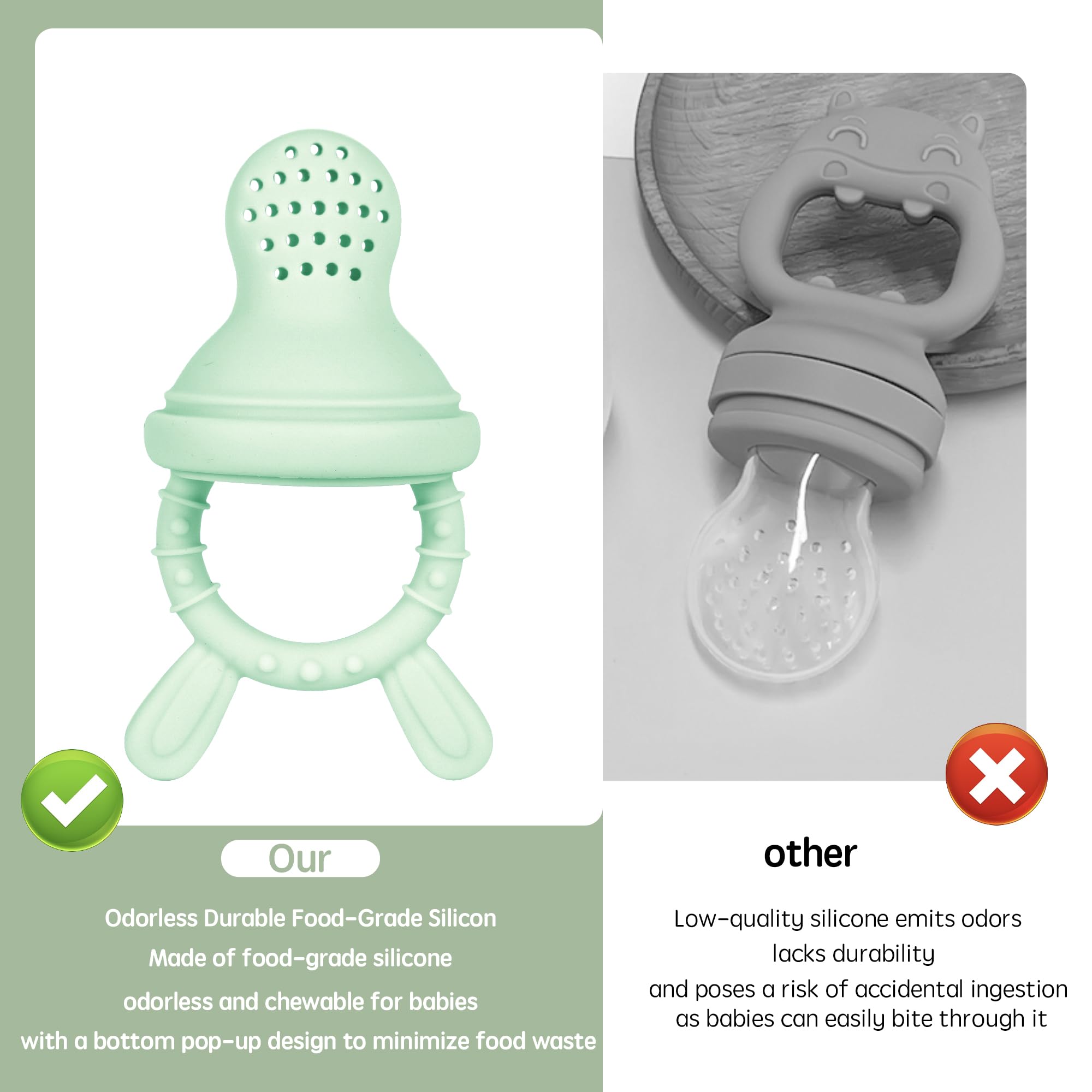 Organic Baby Feeding Set - BPA-Free Silicone Fruit Feeder, Breast Milk Popsicle Molds & Teething Toys with Washable Bibs | Dishwasher Safe for Easy Cleaning | Perfect for New Foods Introduction, Teething Relief & Mess-Free Mealtime
