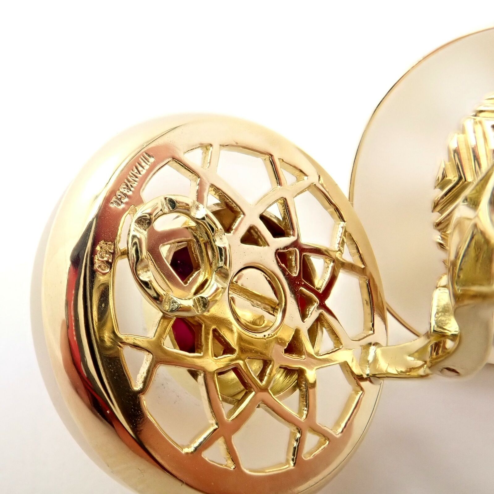 Vintage Authentic Tiffany & Co. 18k Yellow Gold Tourmaline Crystal Earrings - Rare Luxury Jewelry for Women, Gift for Anniversary & Special Occasions