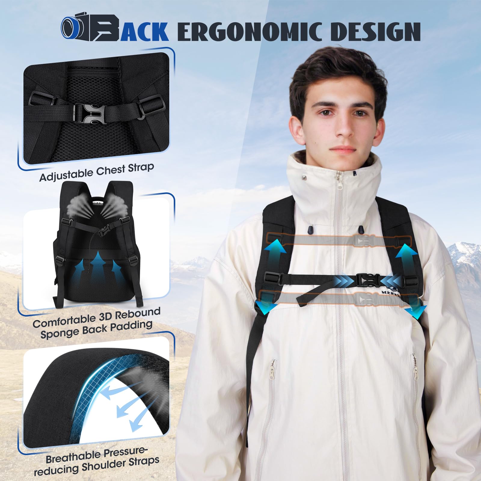 Professional DSLR SLR Mirrorless Camera Backpack for Photographers - Waterproof & Rain Cover Included - Perfect for Travel, Hiking & Outdoor Photography
