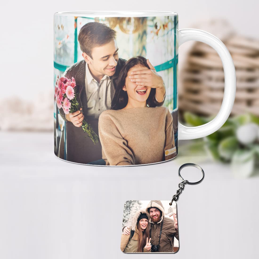 Personalized Custom Photo Quote White Mug - 325ml Ceramic Coffee Cup with 2 Photo Prints - Birthday, Valentine's Day, Anniversary Gift for Him/Her - Great for Coffee, Tea & Office/Home Use (White)
