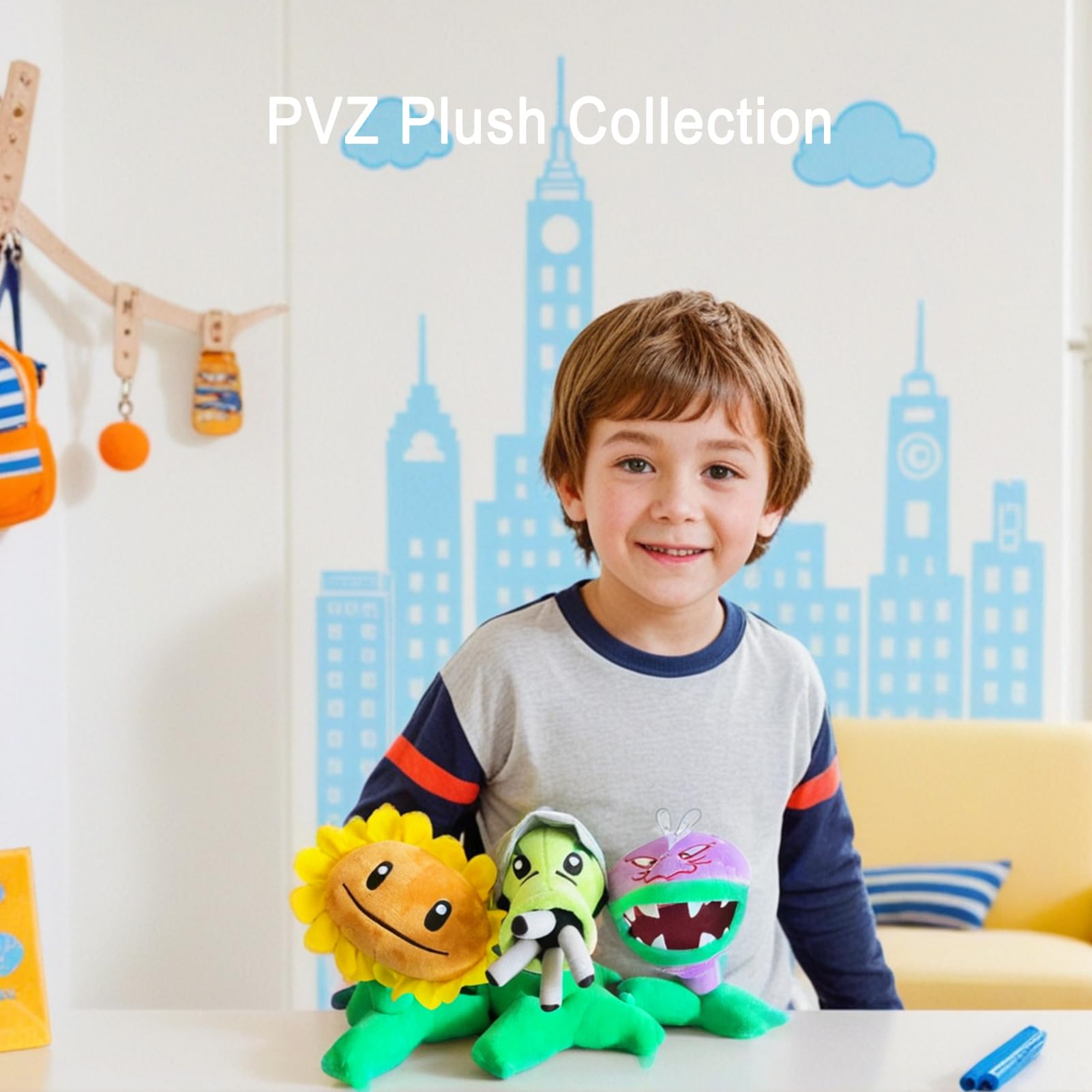 Plants vs Zombies Plush Toys Set - Soft Sunflower & Zombie 1 & 2 Stuffed Dolls | PVZ Collectible Figures for Kids & Fans | Perfect for Gaming Decor, Birthday Gifts & Cosplay Accessories