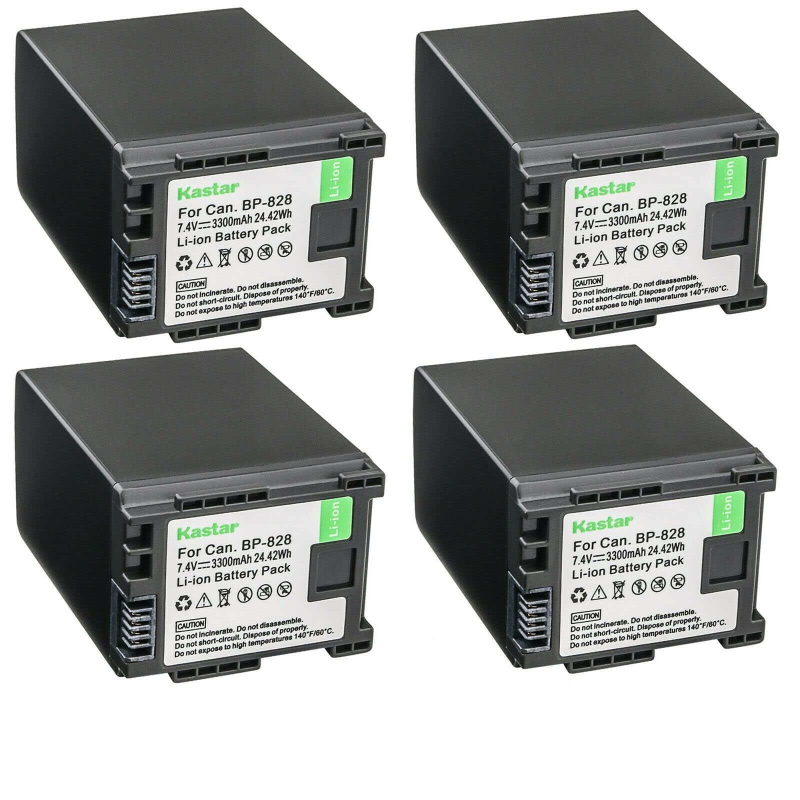 Kastar 4-Pack BP-828 7.4V 3300mAh Replacement Battery for Canon XF400 XF405 XA10 XA11 XA15 XA20 XA25 XA30 XA35 XA40 XA45 XA50 XA55 VIXIA HF G21 G30 G40 Camcorder - Perfect for Professional Videography & Travel Filming