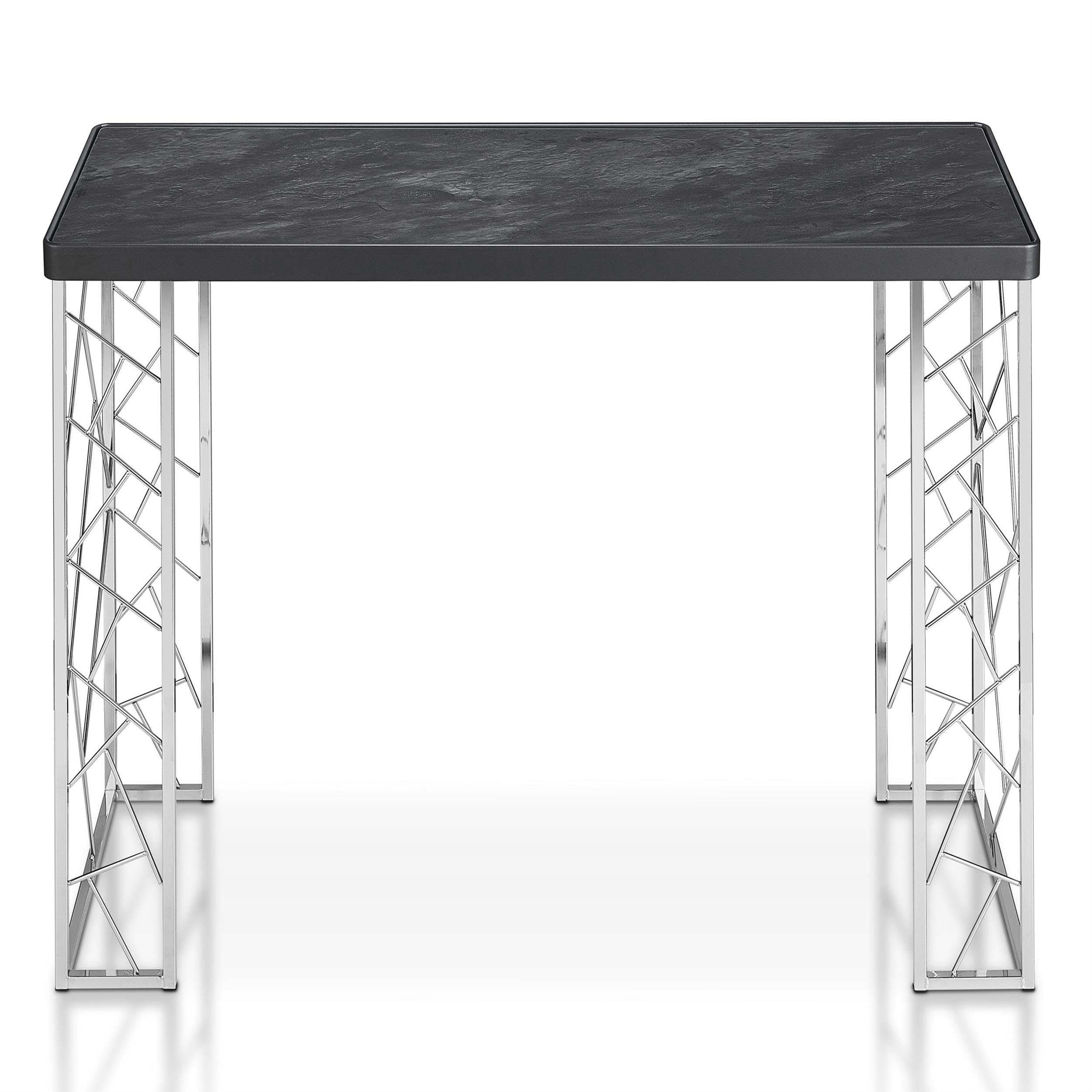 Furniture of America Stefano Metal Console Table - Black & Chrome Finish | Entryway, Living Room & Hallway Decor