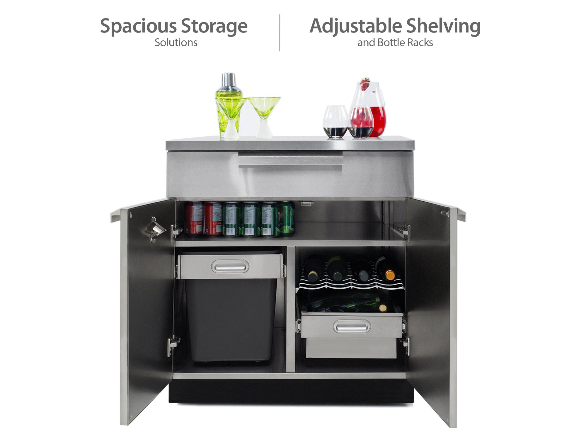 Premium Stainless Steel Outdoor Kitchen Set - 3-Drawer Cabinet, Bar Cabinet, 33