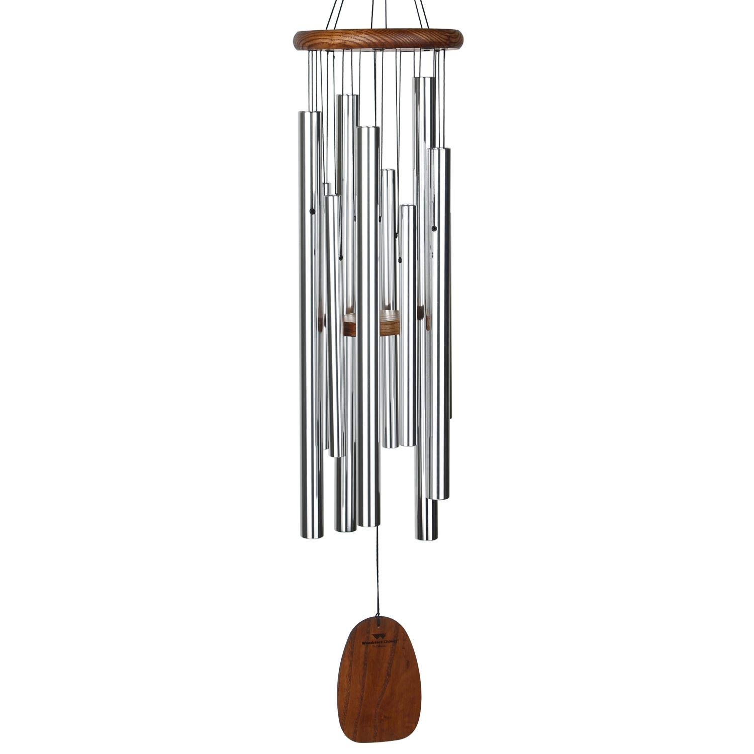 Woodstock Wind Chimes for Outdoor Decor - 39 Inch Silver Wind Chime for Garden, Patio, Porch | Magical Mystery Taj Mahal Design | Perfect Christmas & Hanukkah Gift | Creates Soothing Sounds for Relaxation & Meditation