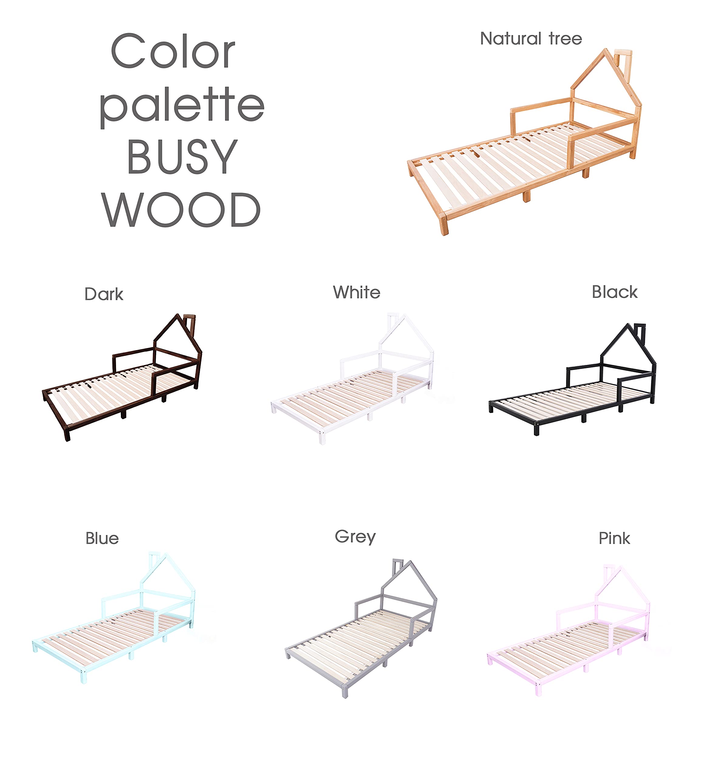 Montessori Toddler Bed with Rails - Twin/Full Size Floor Bed Frame for Kids' Room & Play Area