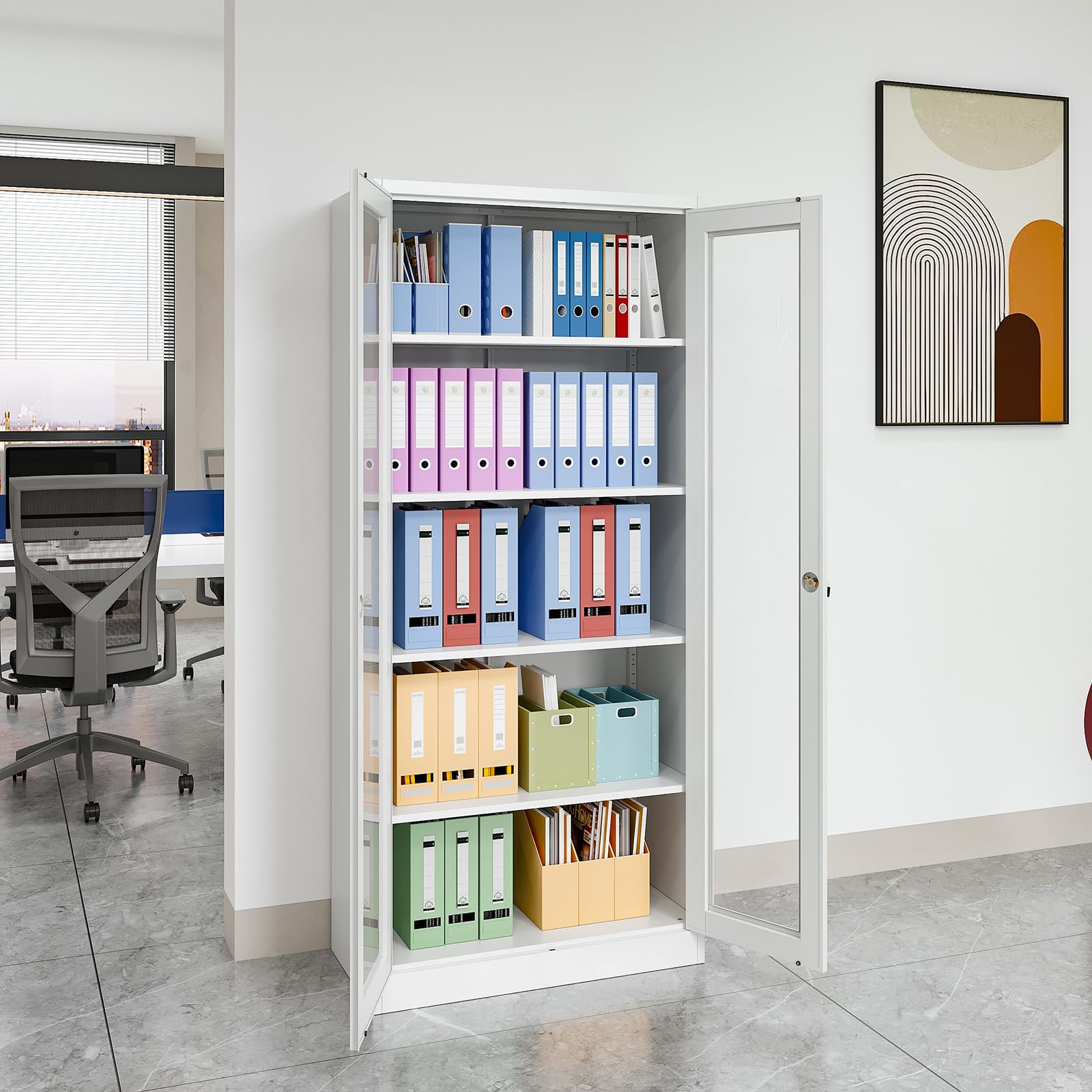Glass Display Cabinet with 4 Adjustable Shelves - 71