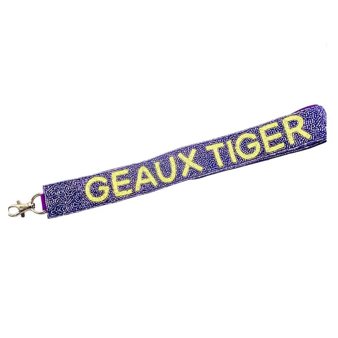 Geaux Tigers Beaded Strap - Adjustable Mardi Gras Necklace for LSU Fans, Party & Game Day Accessories - Perfect for Football Games, Festivals & Celebrations