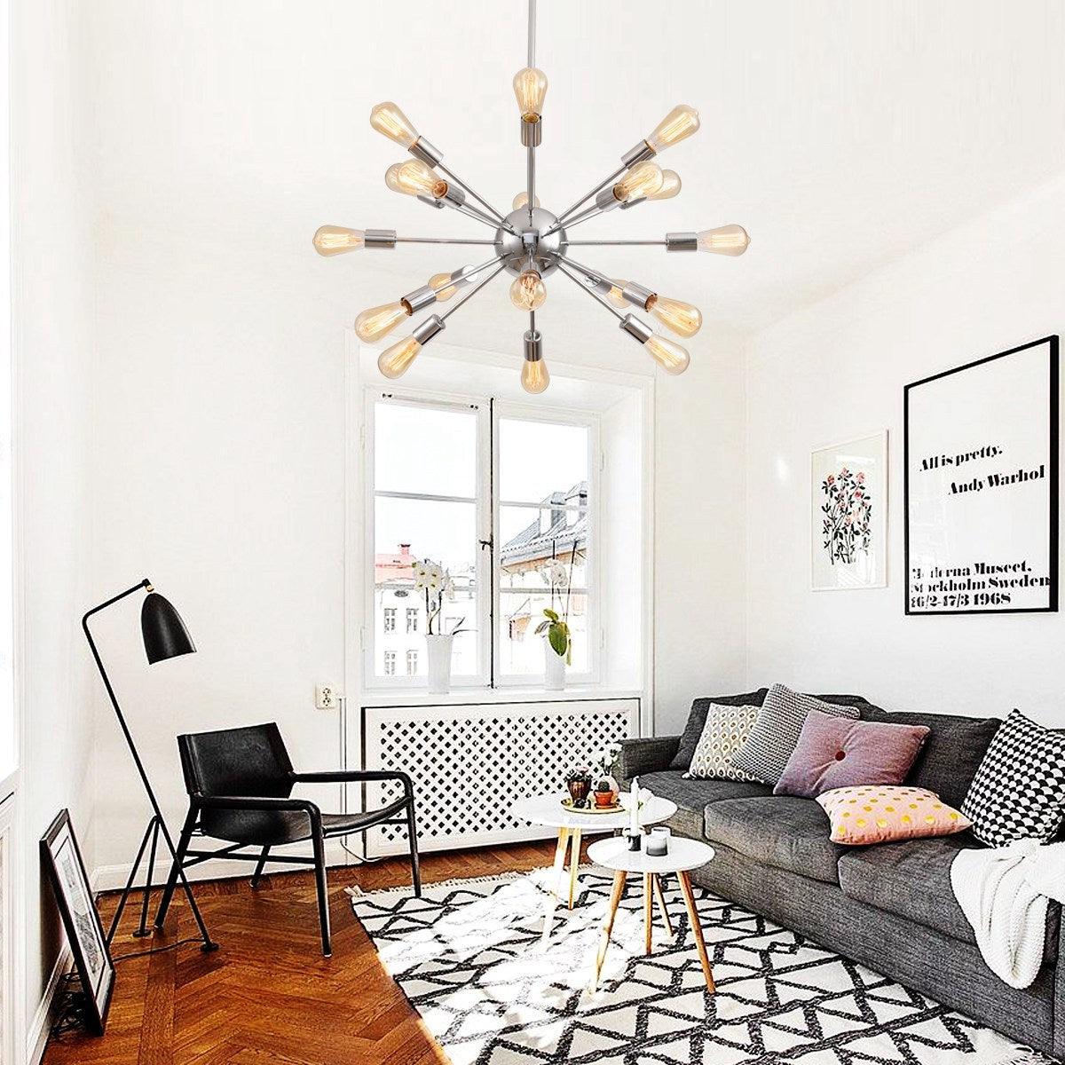 Cordell 18-Light Chrome Sputnik Sphere Chandelier - Modern Ceiling Lighting Fixture for Dining Room, Living Room & Bedroom