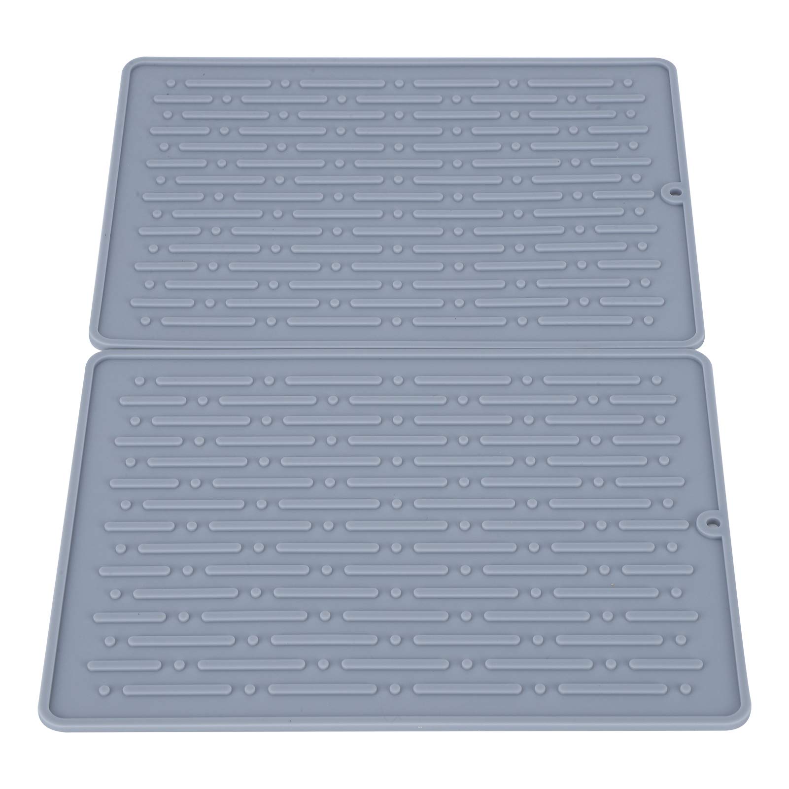 Silicone Dish Drying Mats Set of 2 - Heat Resistant Kitchen Counter Draining Rack Pads for Water Drainage and Table Protection, Perfect for Dishwashing and Countertop Safety