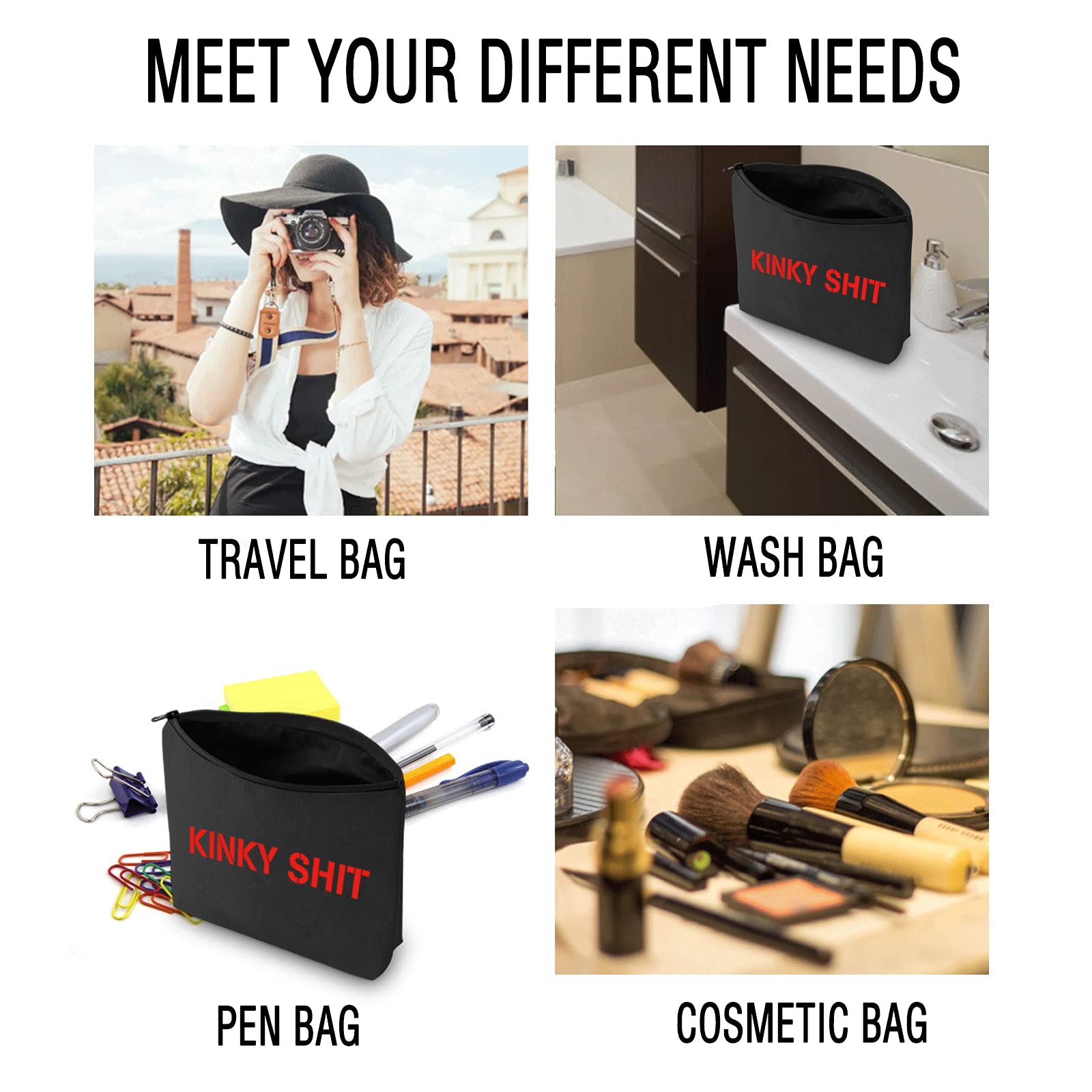 Kinky Storage Bag for Toiletries - Waterproof Travel Cosmetic Organizer (Black/Red) | Perfect for Travel, Gym & Bathroom Organization