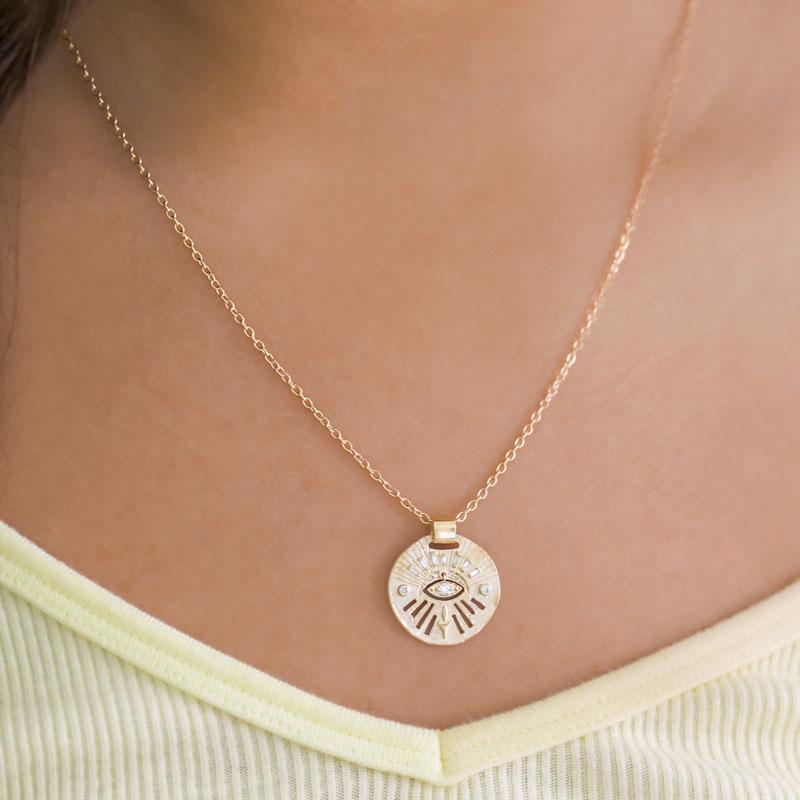 Anja Diamond Pendant Necklace for Women - Elegant Dangling Eye Charm Jewelry for Parties, Weddings & Special Occasions
