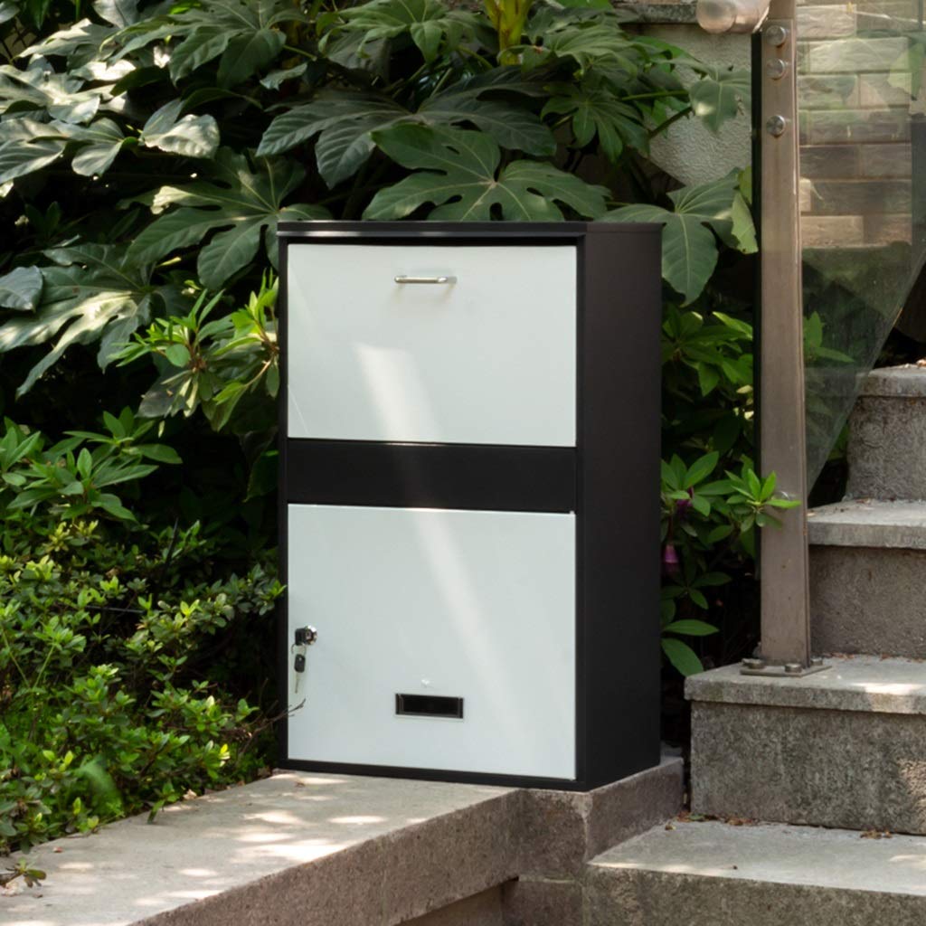 **Large 40x23x65cm Gray Metal Mailbox with Key - Secure Parcel & Newspaper Delivery Box for Porch, Home Improvement, Outdoor Storage - Durable Household Mail Cabinet for Magazines & Packages**