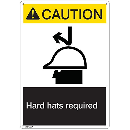 ANSI Z535 Compliant 'Caution Hard Hat Required' Safety Sign - 7