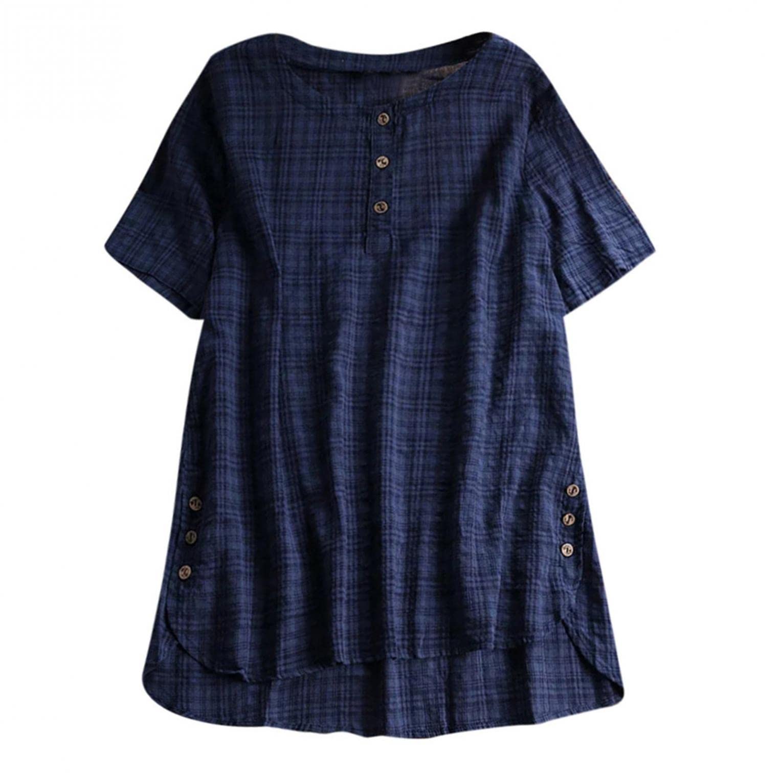 Women's Short Sleeve Summer Tops - Casual Scoop Neck Tank Top for Surfing & Beach Wear - Navy Blue