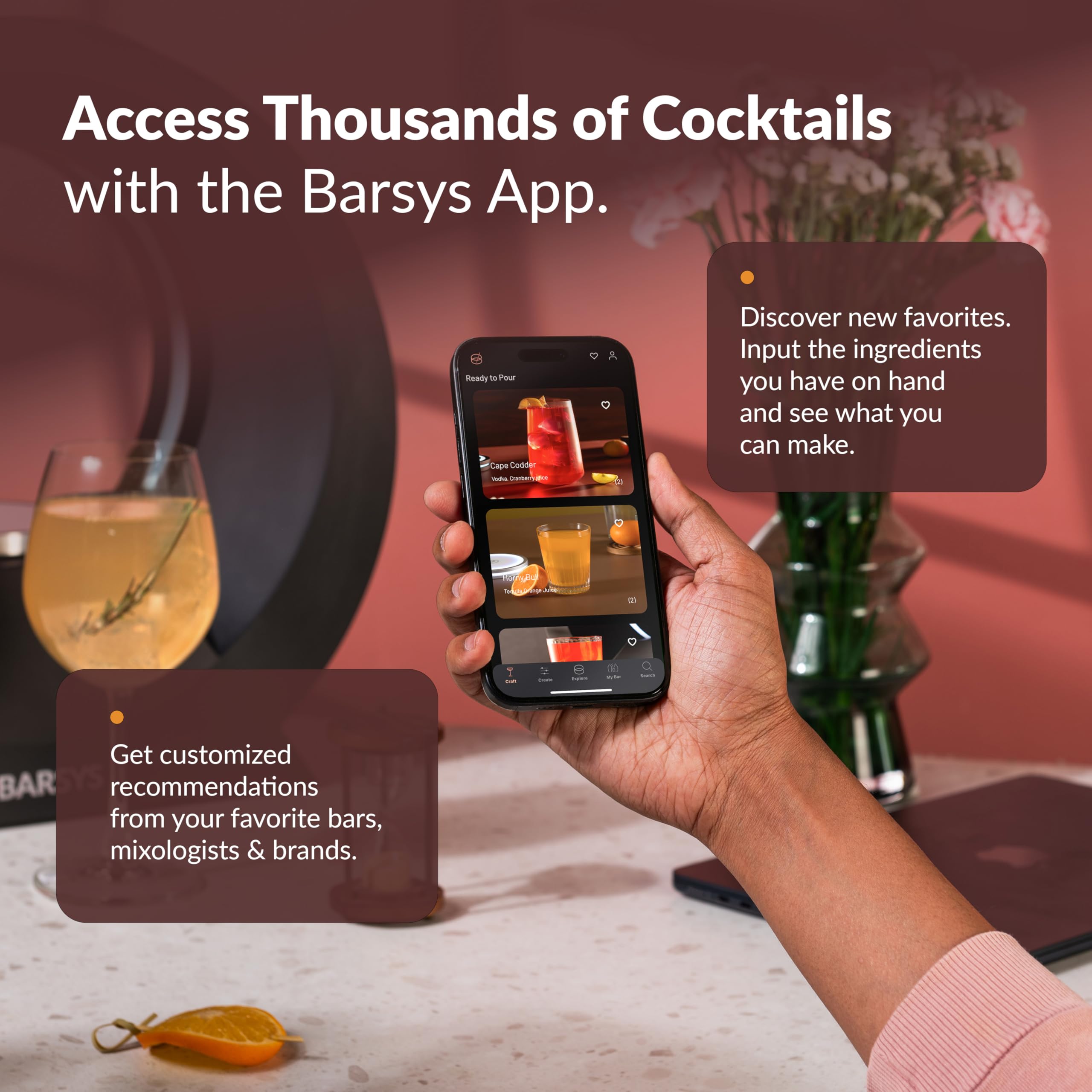 Barsys 360 Smart Cocktail Maker Machine - Automatic Home Bar Drink Mixer for Margaritas, Cocktails & Mocktails | App-Enabled Personalized Drink Mixing System (Black) | Perfect for Home Bars, Parties & Entertaining