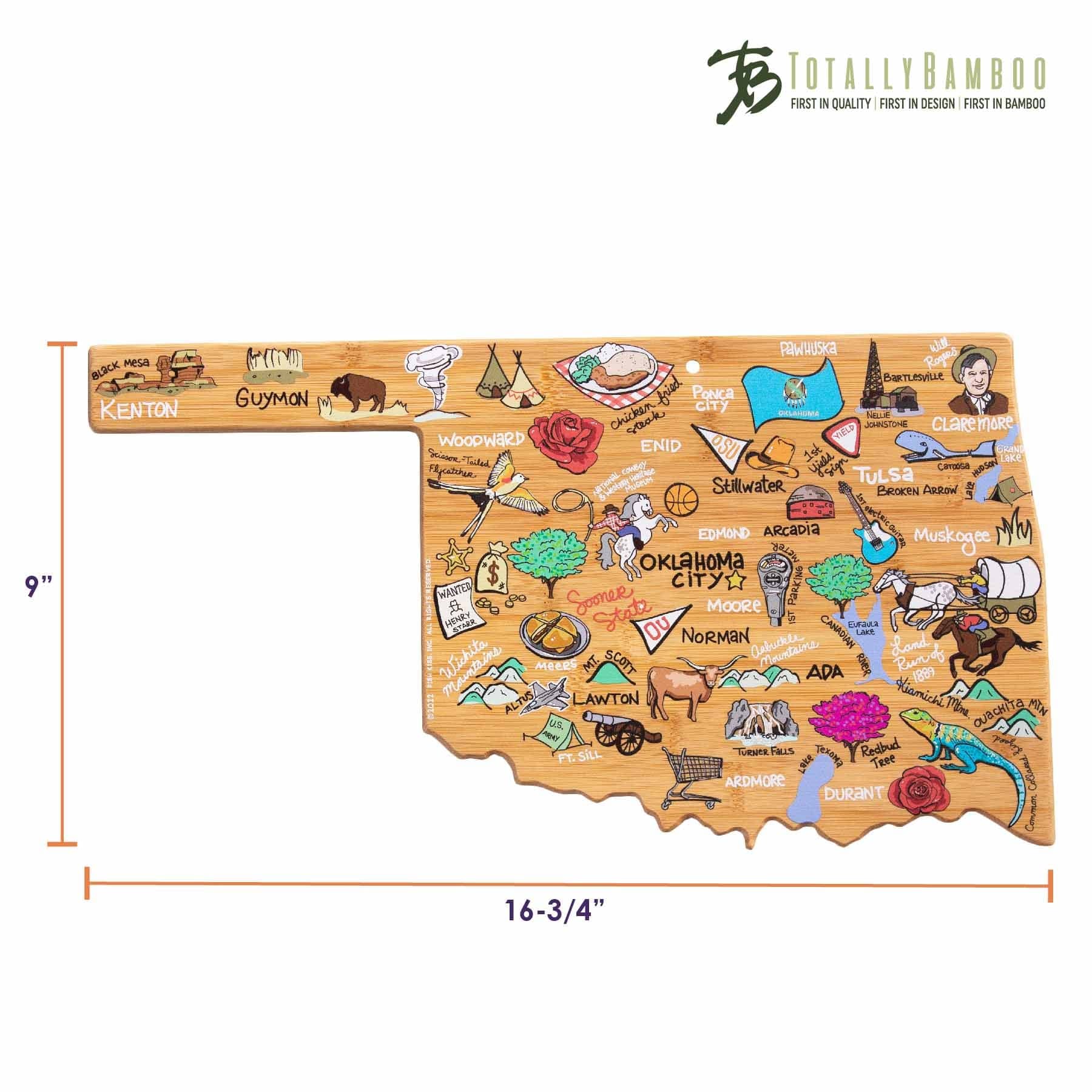 Premium Oklahoma-Themed Wooden Cutting Board with Fish Kiss™ Artwork - Perfect for Kitchen Decor, Gift Giving, and Food Preparation
