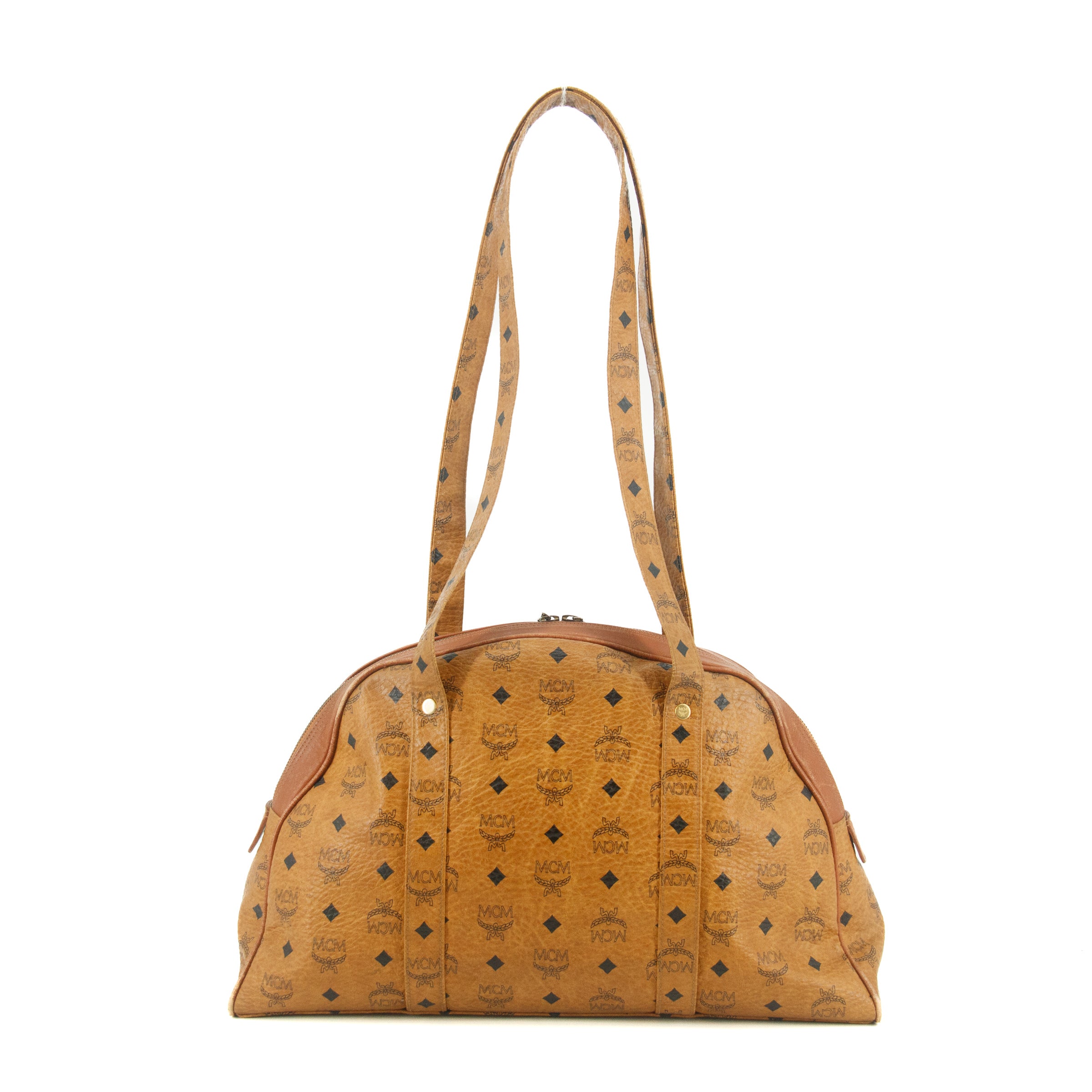 MCM Monogram Leather Brown Shoulder Bag #5804 - Stylish Crossbody Purse for Women, Fashionable Everyday Handbag for Work, Travel & Shopping