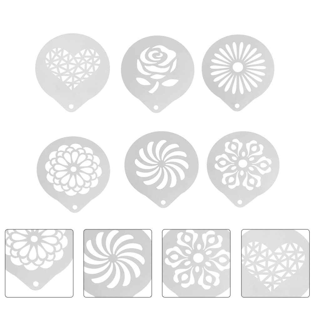 6-Piece Floral Coffee Stencil Set for DIY Cappuccino Latte Art, Cake & Gummy Decorating – Perfect for Home Baristas, Baking & Candy Making