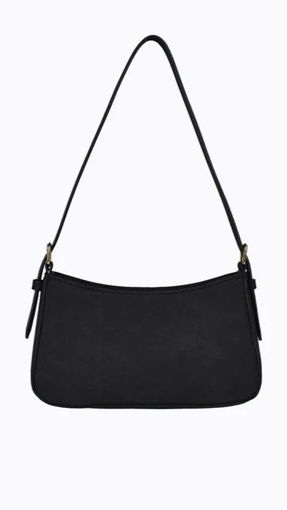 Lilu Black Suede Shoulder Bag for Women - Stylish Crossbody Purse for Work, Travel & Everyday Use