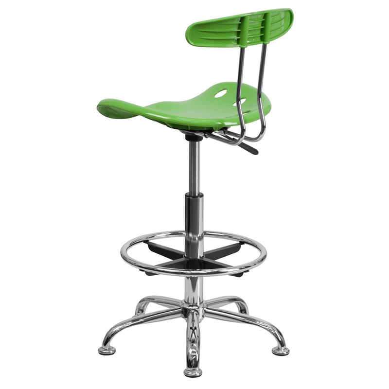 FLASH Bradley Vibrant Violet and Chrome Drafting Stool with Tractor Seat - Adjustable Height Bar Stool for Home Office, Art Studio & Industrial Workspaces