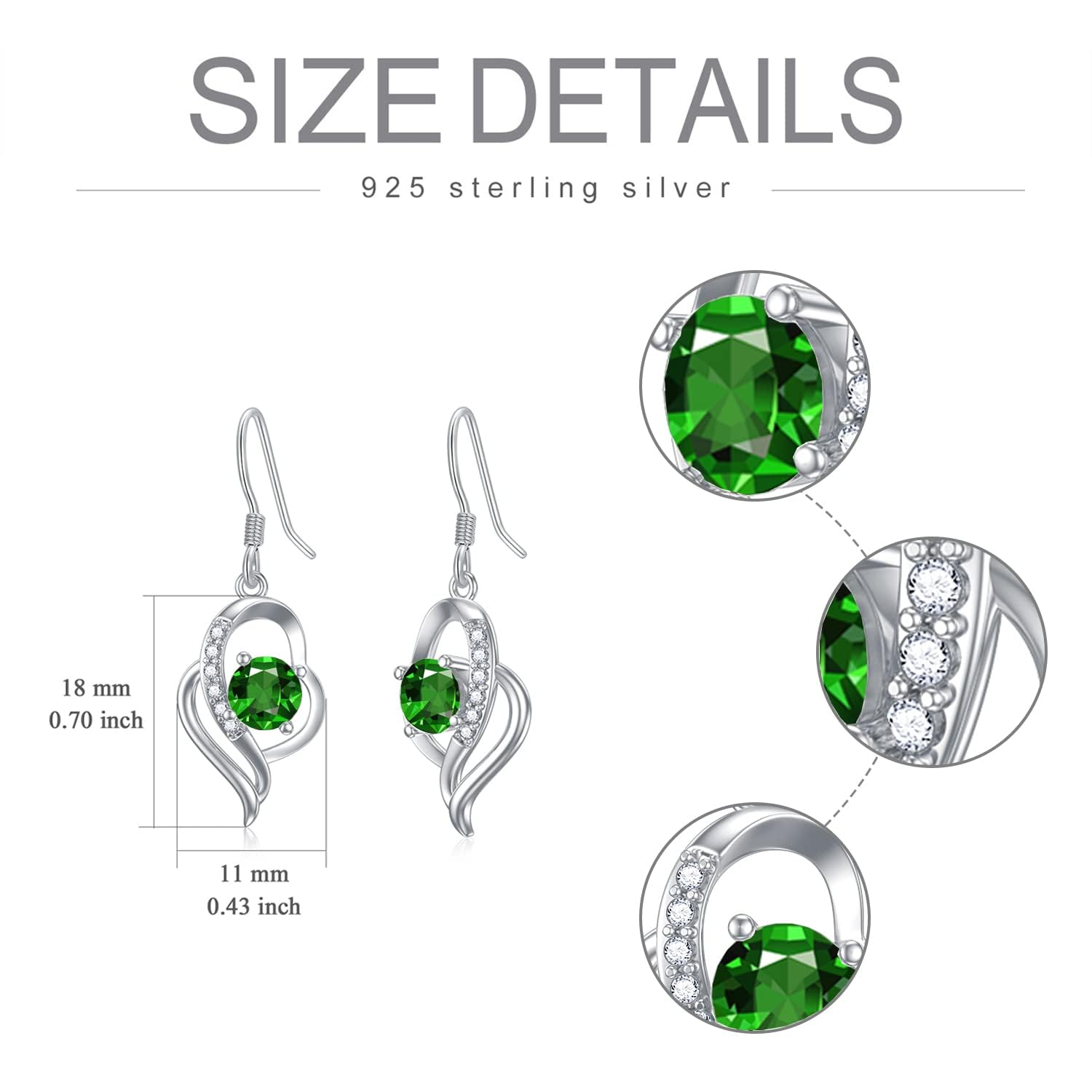 925 Sterling Silver Birthstone Dangle Earrings for Women - Elegant Fine Jewelry Gift for Birthday, Anniversary & Special Occasions | Perfect for Everyday Wear, Parties & Formal Events