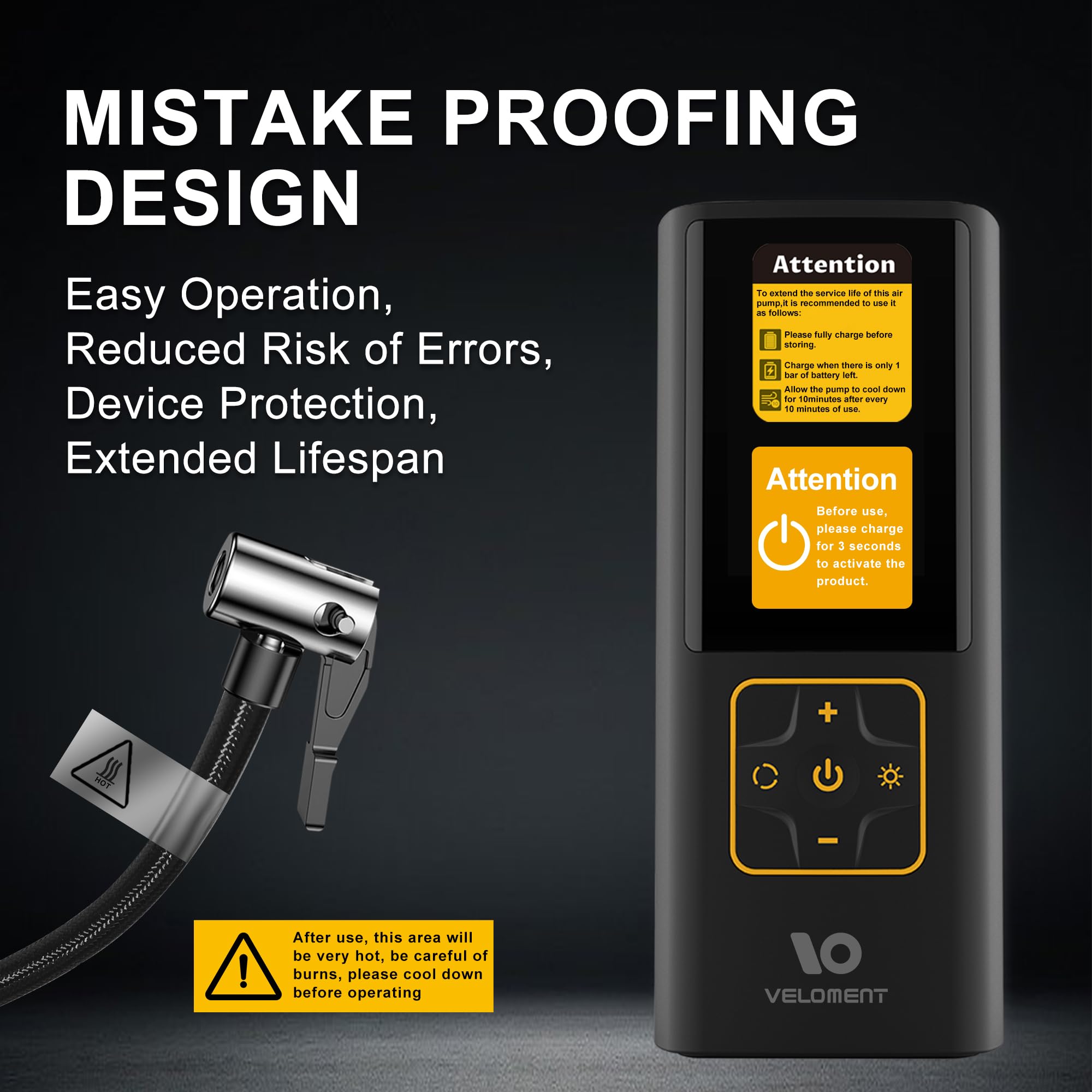 Portable Air Compressor for Car Tires - Digital Pressure Gauge, 3X Faster Inflation, Rechargeable Auto Air Pump for Cars, Motorcycles & Bikes - Includes LED Light & Power Bank - Perfect for Road Trips, Emergency Tire Inflation & Outdoor Adventures