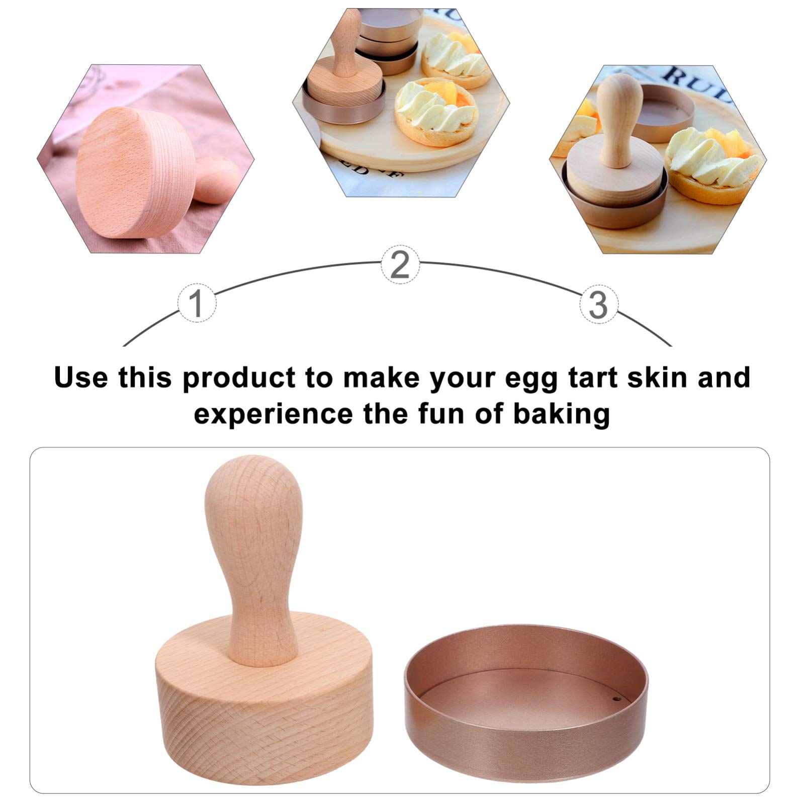 DOITOOL Wooden Tart Tamper Set - Pie Pastry Dough Press Tool with Egg Tart Pan Mold for Baking Mini Tarts, Cheesecakes, Pasta & Desserts | Perfect for Home Bakers, DIY Pastry Making & Professional Kitchen Use