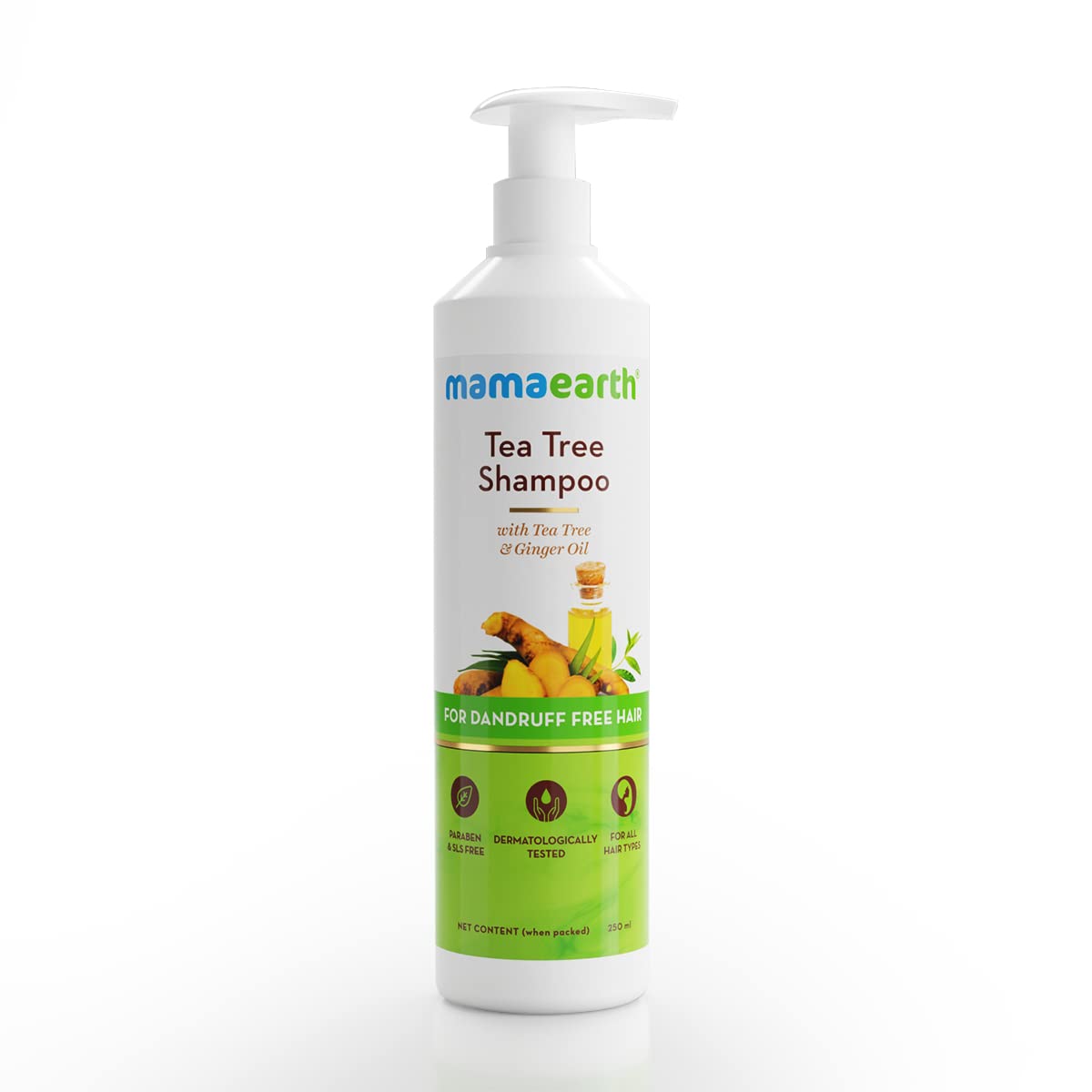 Mamaearth Tea Tree Anti Dandruff Shampoo with Tea Tree & Ginger Oil - 250ml | Soothes Scalp & Controls Flakes for Healthy Hair | Perfect for Daily Use & Sensitive Scalp Care