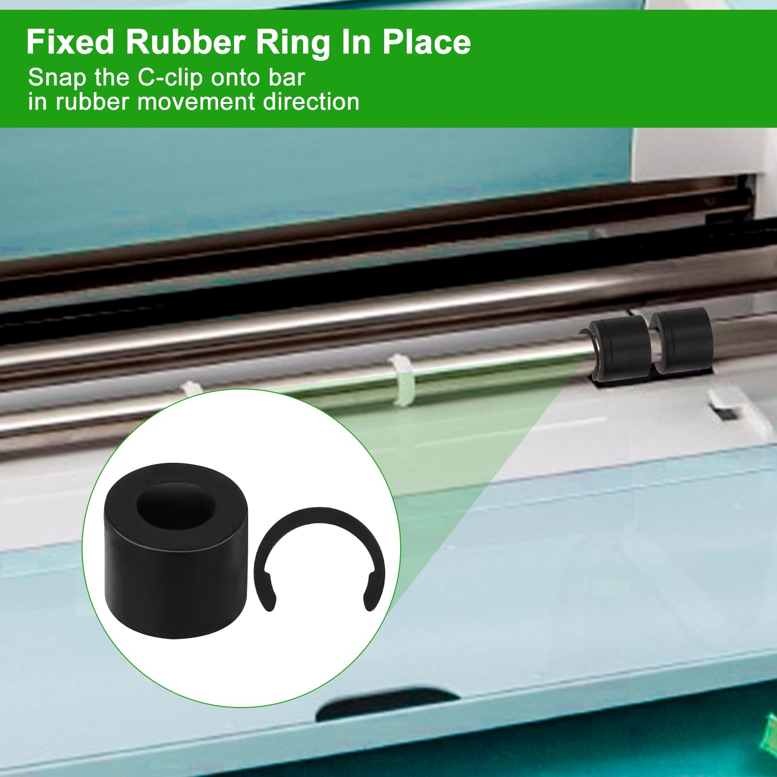6pcs Rubber Roller Replacement & Retaining Clip Rings for Cricut Maker - Prevent Rubber Shifting - Compatible with Cricut Maker - Perfect for DIY Crafting, Vinyl Cutting & Scrapbooking Projects