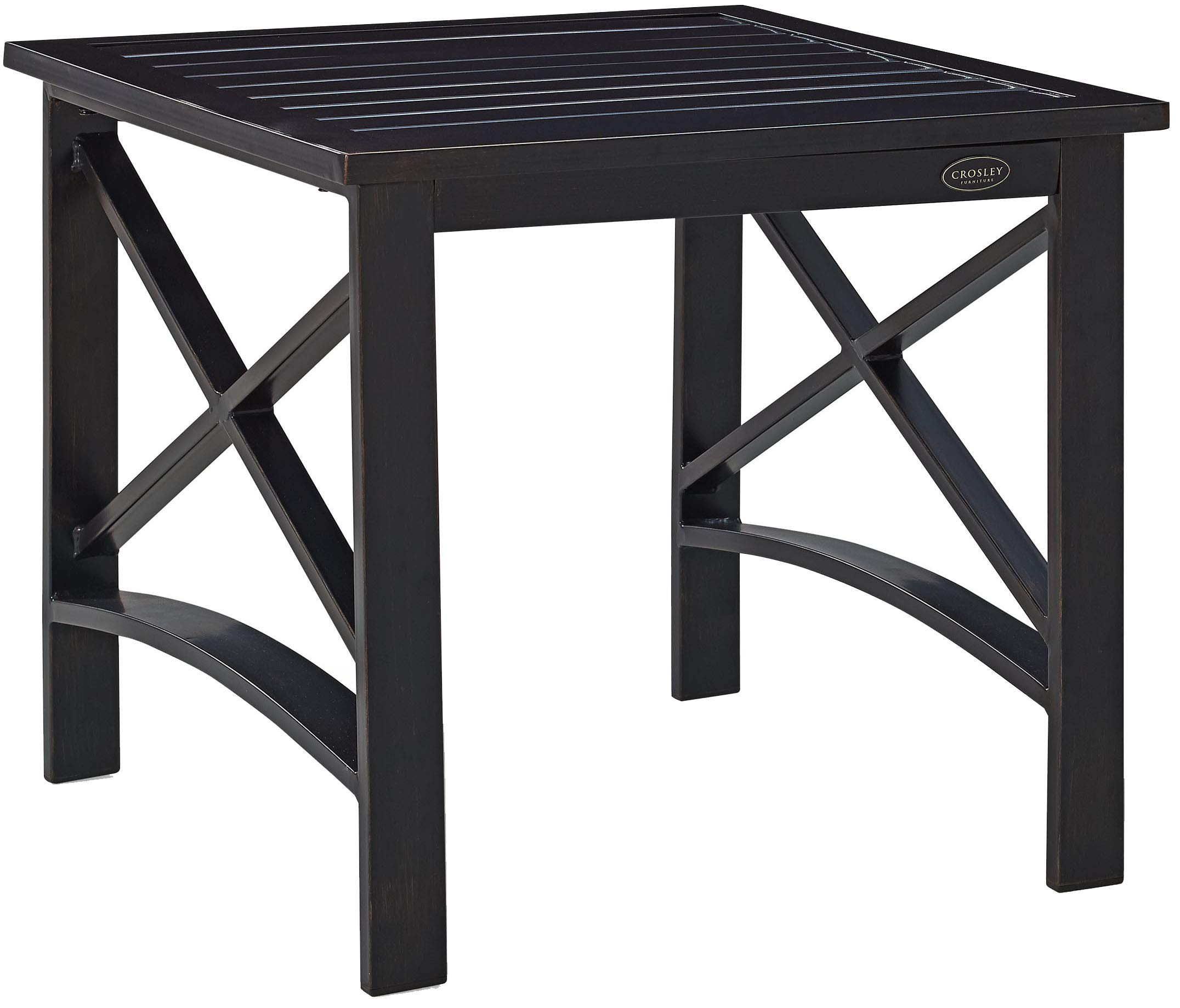 Crosley Kaplan Weather-Resistant Metal Outdoor Side Table - Oiled Bronze Finish - Perfect for Patio, Deck, Porch & Garden Furniture