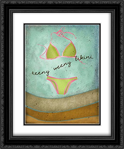 Albert Beth 15x17 Black Ornate Framed Double Matted Museum Art Print - Teeny Weeny Bikini Wall Decor for Beach House, Bathroom & Coastal Themed Rooms