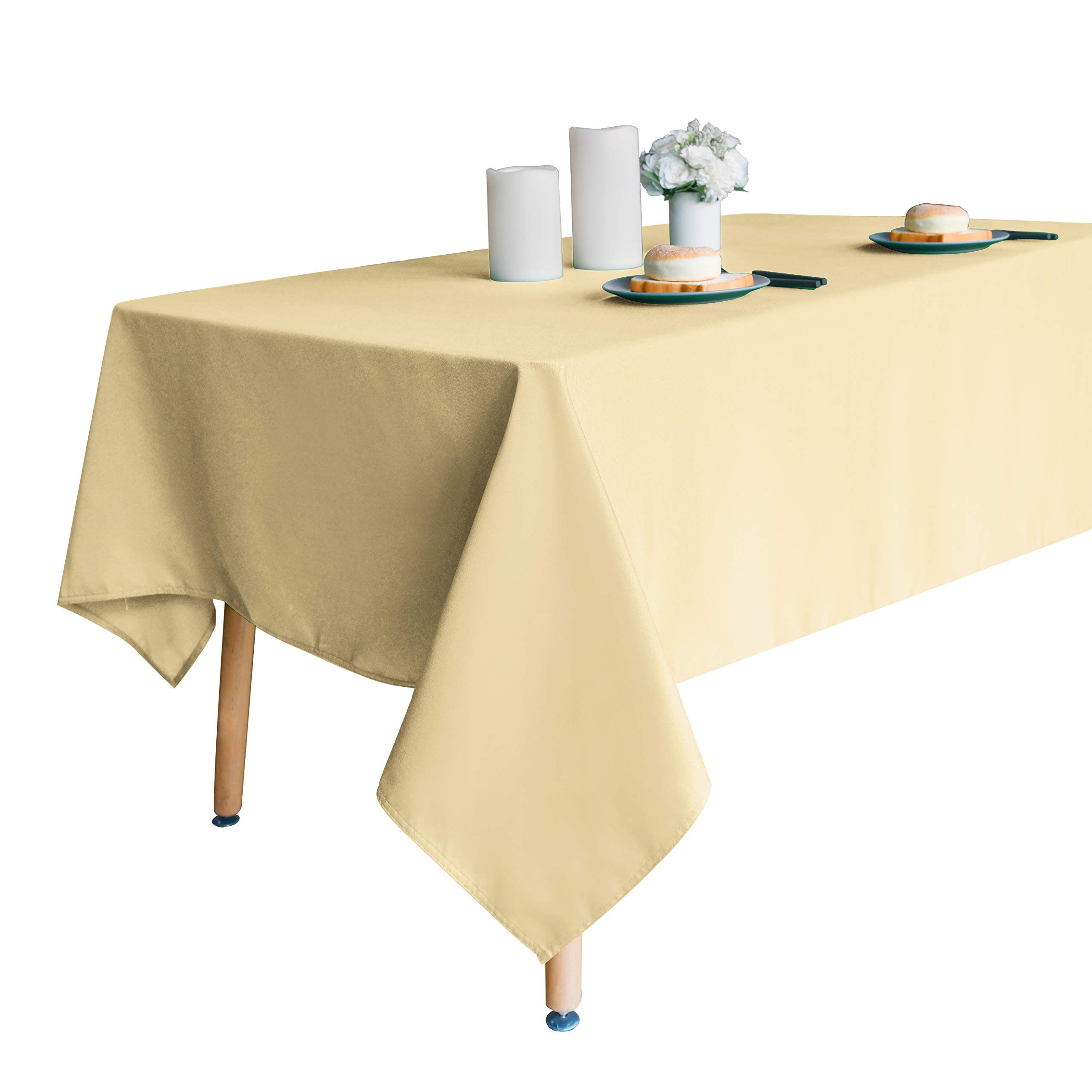Premium 210GSM Heavy Duty Waterproof Microfiber Tablecloth - Rectangle Champagne Table Cover 52x70 Inch for Indoor & Outdoor Dining, Parties, Weddings & Events