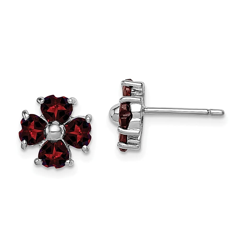 925 Sterling Silver Garnet Flower Earrings for Women - Dainty Botanical Jewelry Gift for Her - Perfect for Gardening Enthusiasts, Weddings & Everyday Elegance