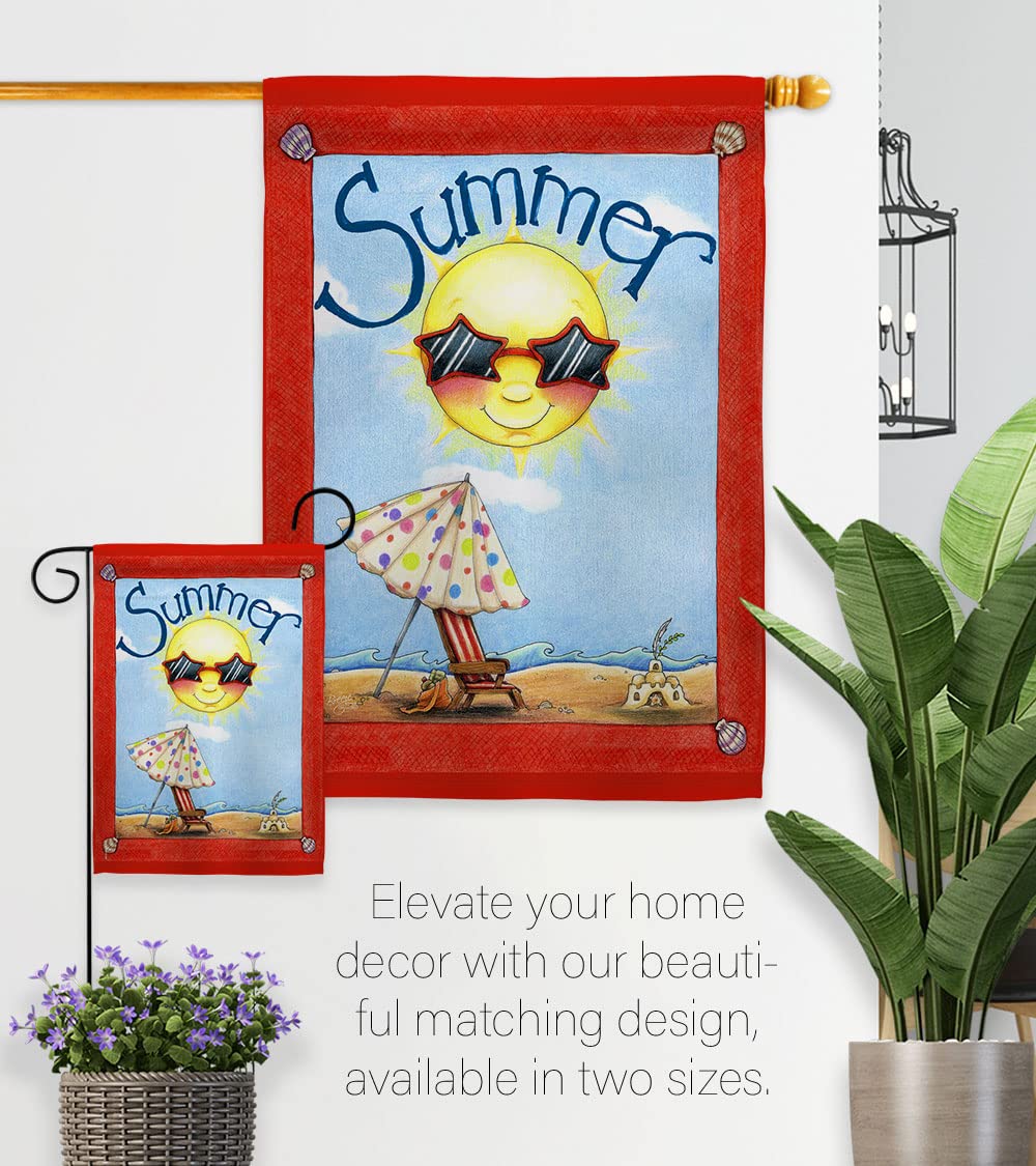 Summer Fun Vertical House Flag Set 28x40in w/Flagpole - Outdoor Decor
