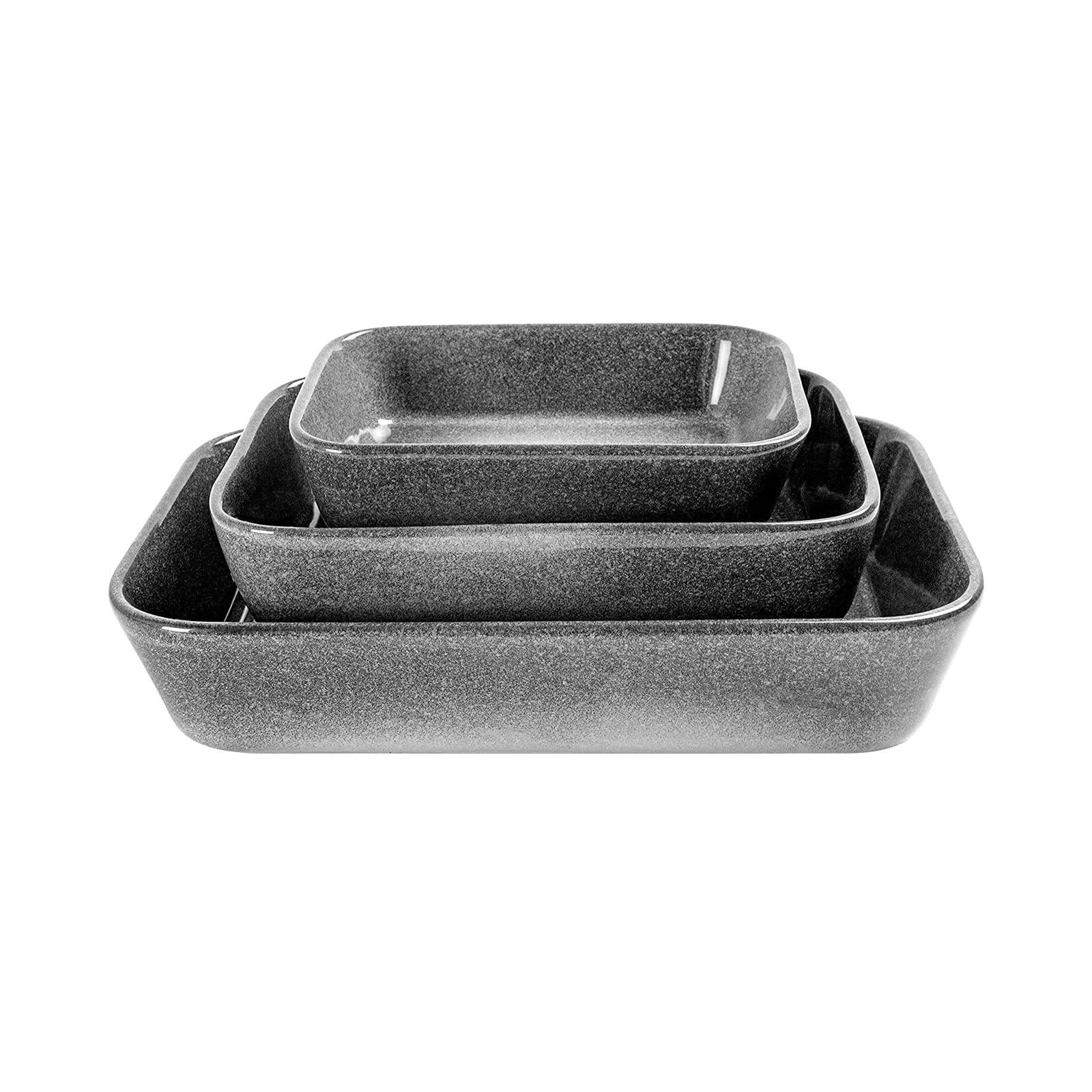 UNICASA 9x13 Inch Ceramic Casserole Dish Set of 3 - Oven Safe Baking Pans for Lasagna, Cakes & Dinner | Durable Bakeware for Cooking, Banquets & Family Meals (Gray)