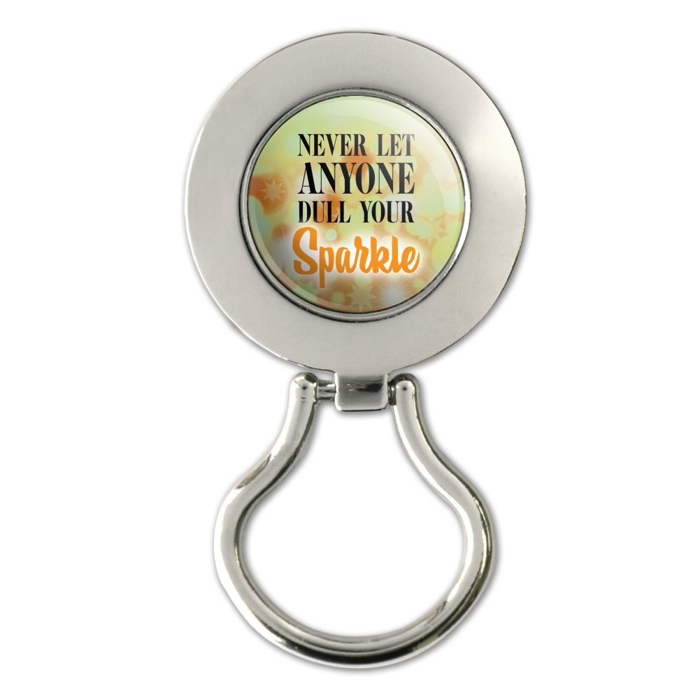 Never Let Anyone Dull Your Sparkle Magnetic Metal Eyeglass ID Badge Holder - Stylish & Secure Name Tag for Work, School, Nursing, Conventions - Perfect for Professionals & Students