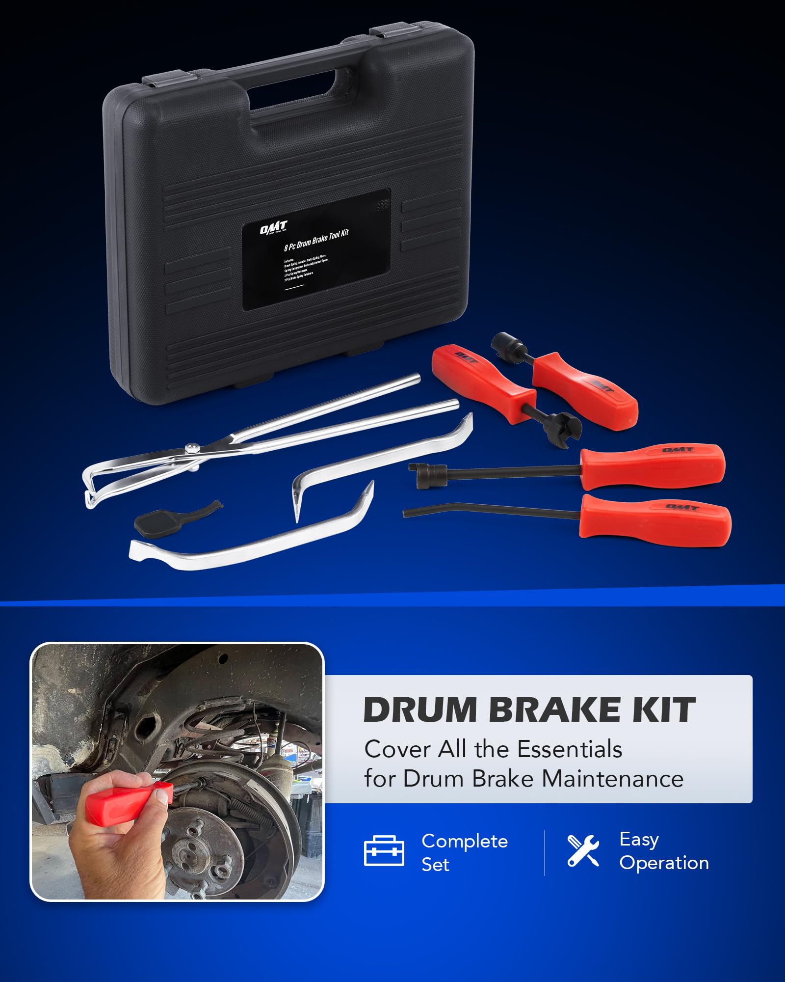 Orion Motor Tech 32-Piece Dual Brake Tool Set - 2-in-1 Disc Brake Caliper & Drum Brake Kit with Spring Pliers, Installer, Remover & Adjuster - Perfect for Car, Truck & Motorcycle Brake Repair & Maintenance