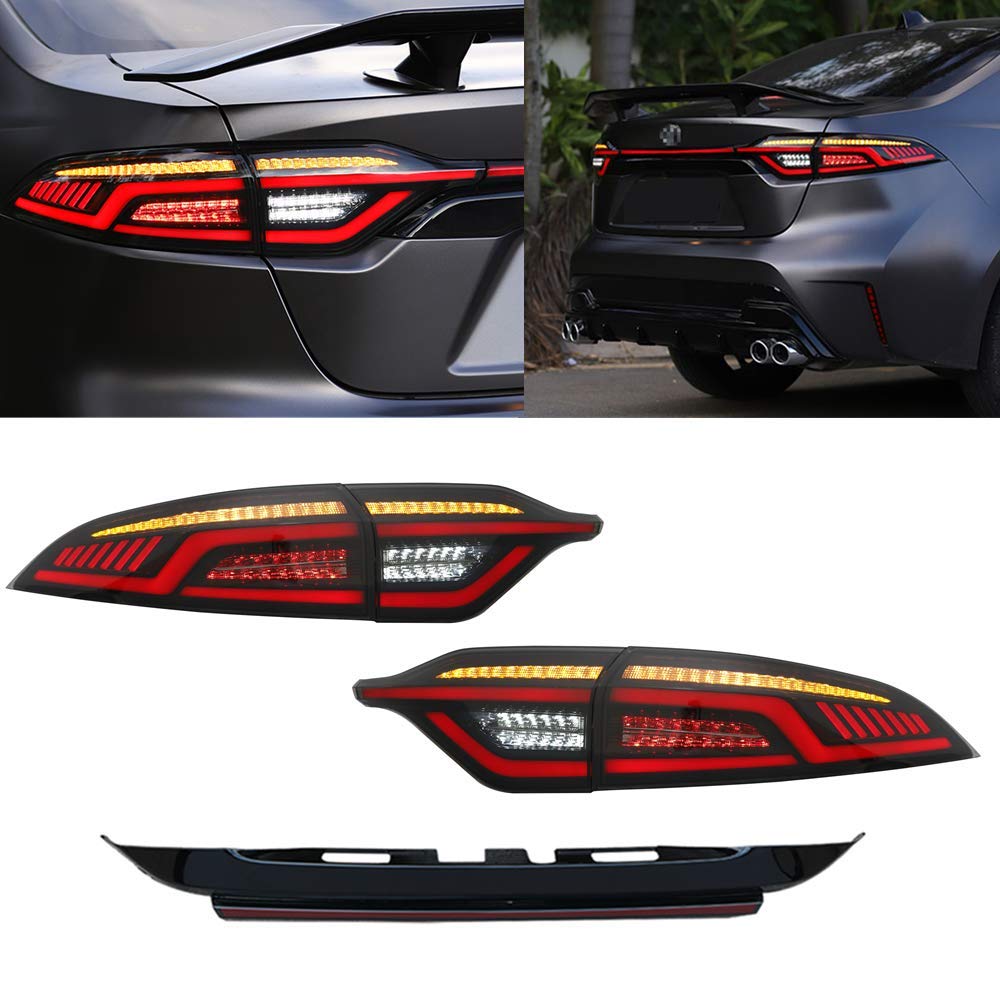 2020-2023 Toyota Corolla LED Tail Lights - Blackout Style with DRL Sequential Turn Signals & Start-Up Animation (4-Piece Set) - Upgrade Your Rear Lighting for Enhanced Style & Safety