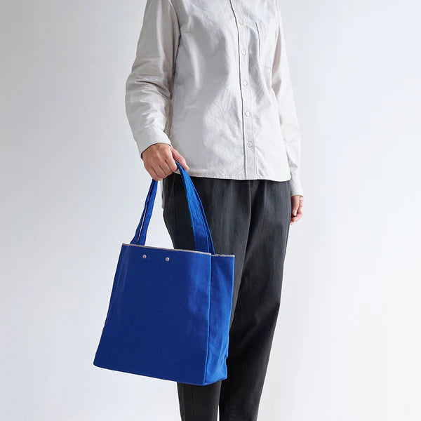 Kurashiki Hampu Canvas Tote Bag - Medium Size Bluish Gray | Japanese Cotton Tote Bag for Women | Eco-Friendly Shopping, Beach & Daily Use
