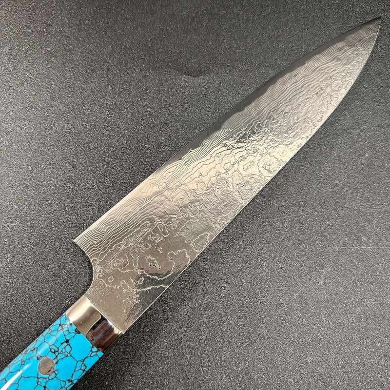 Premium Takeshi Saji SG2 Damascus 210mm Gyuto Chef Knife with Turquoise Handle - Japanese Kitchen Knife for Professional Chefs & Home Cooking